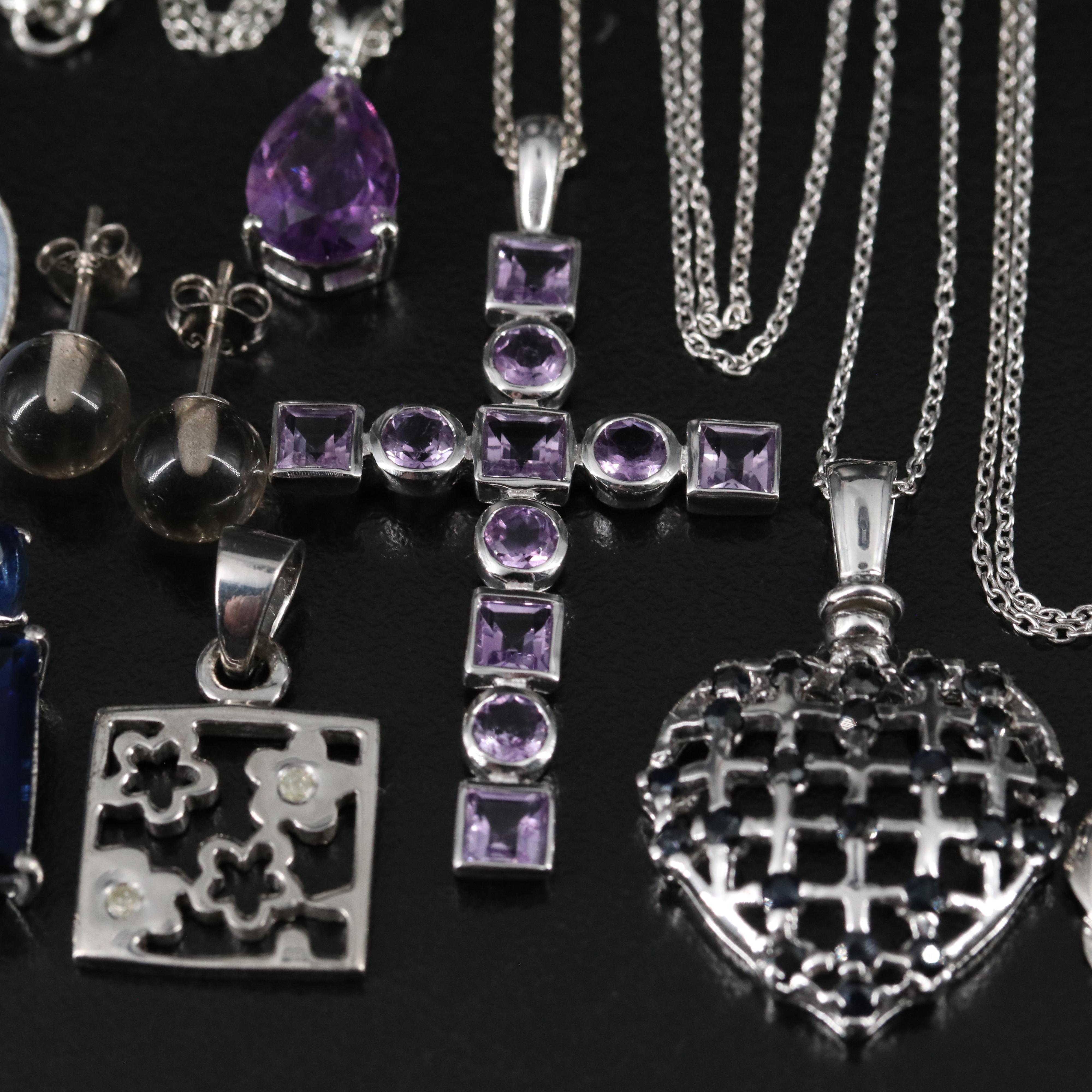 14 Assorted Sterling Silver Rings, Necklaces, Earrings, and Pendants