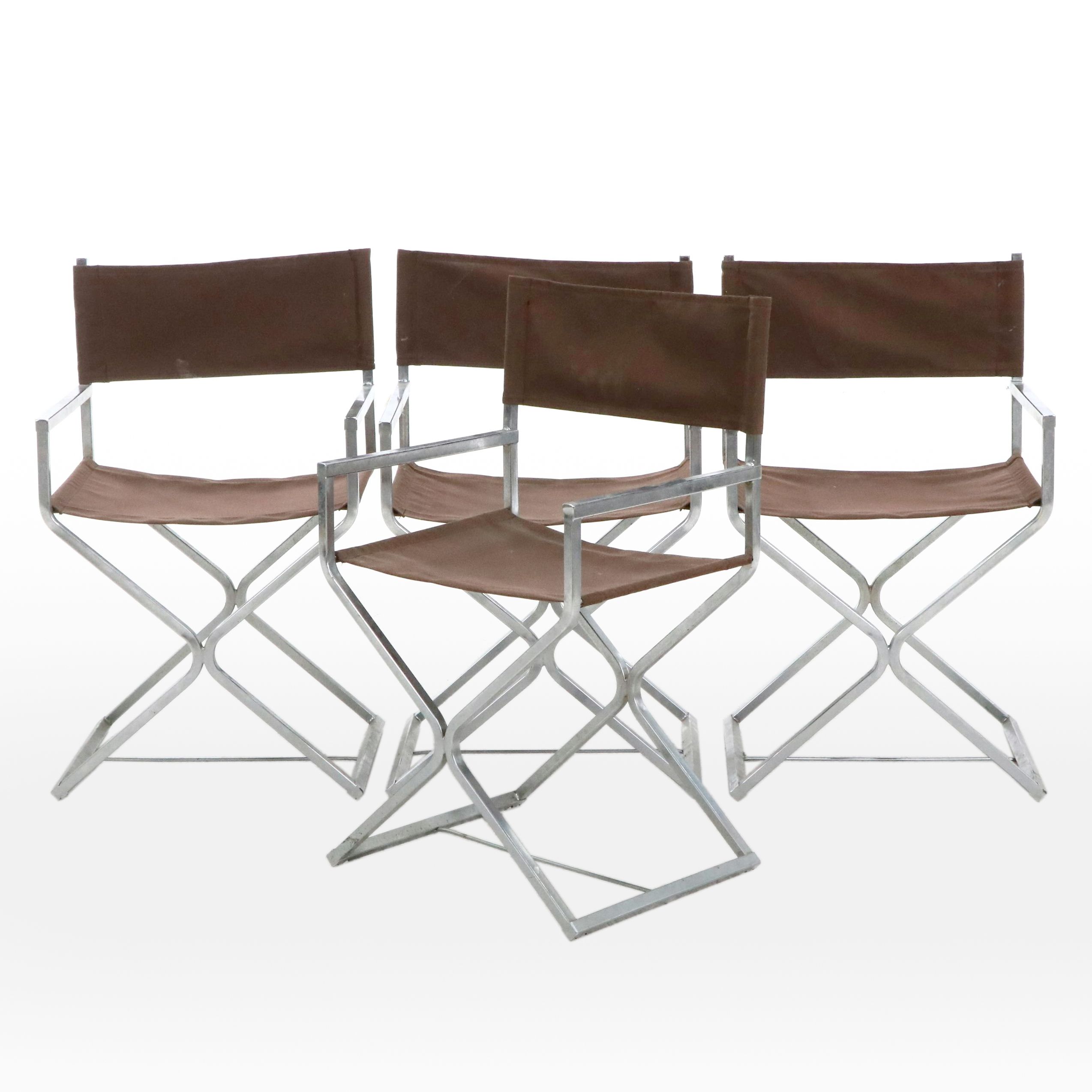 Set of Four Mid Century Modern Style Chrome Director's Chairs, Mid-Late 20th C.