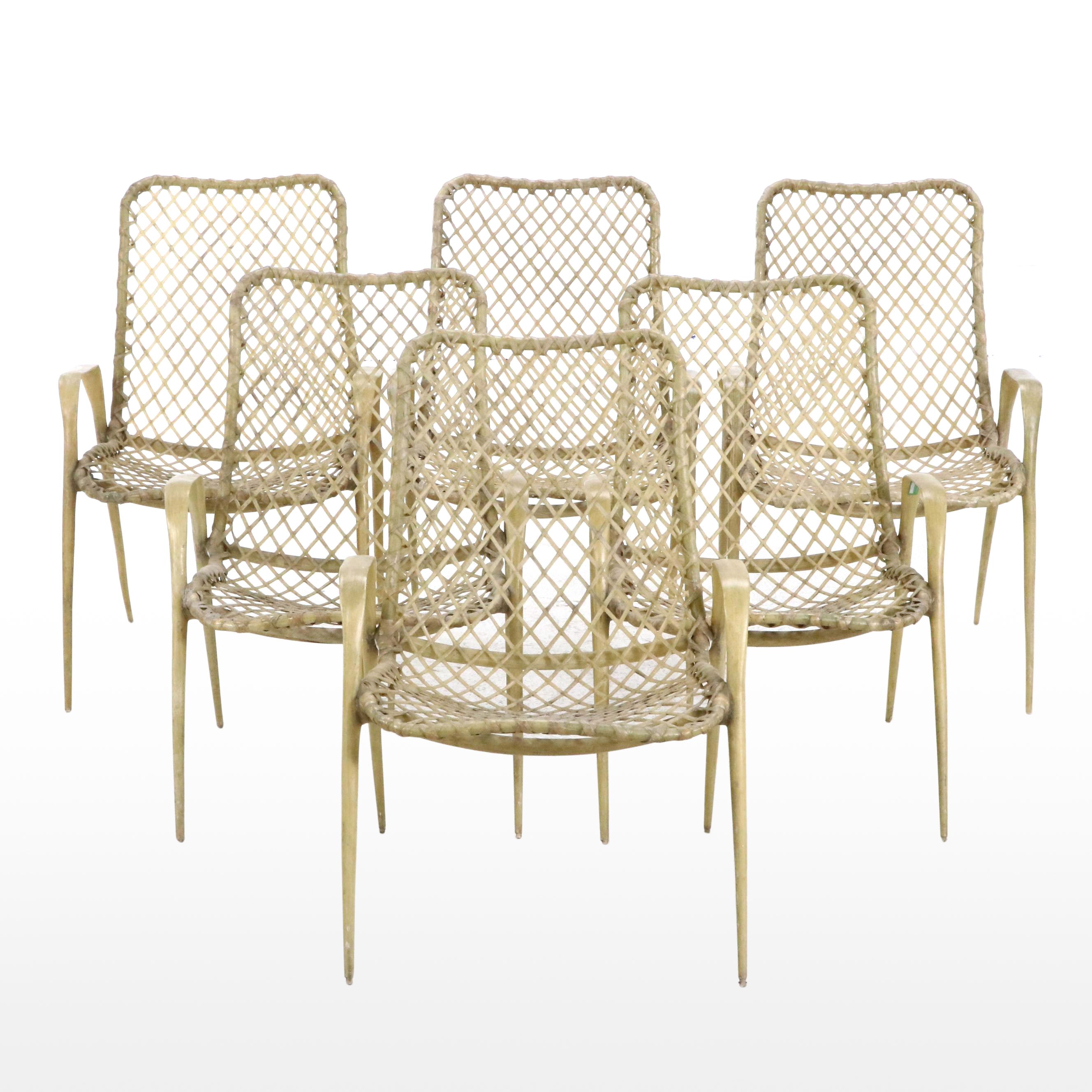 Six Troy Sunshade Co. Mid Century Modern Resin "String" Chairs