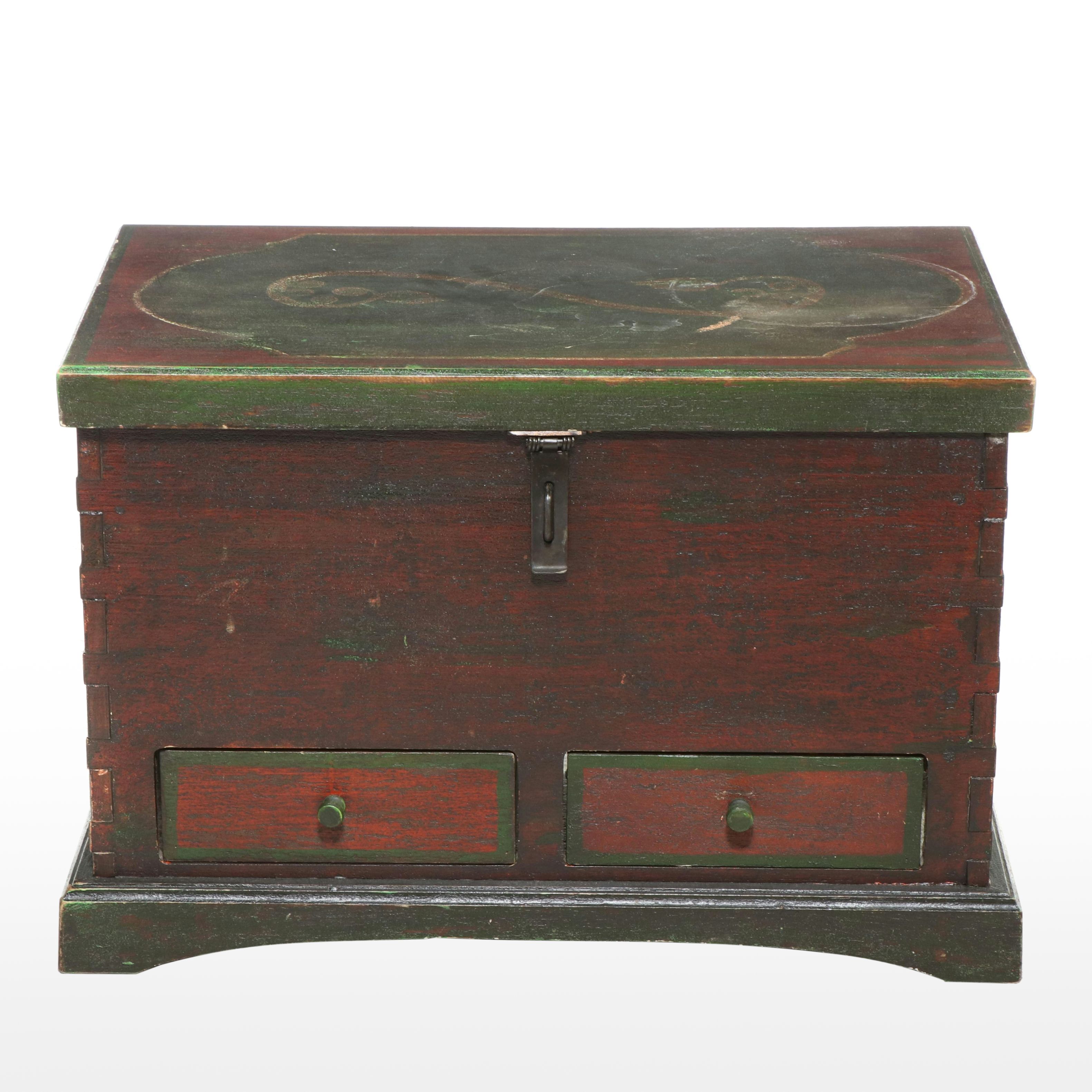 Spanish Colonial Style Polychrome-Decorated Two-Drawer Chest
