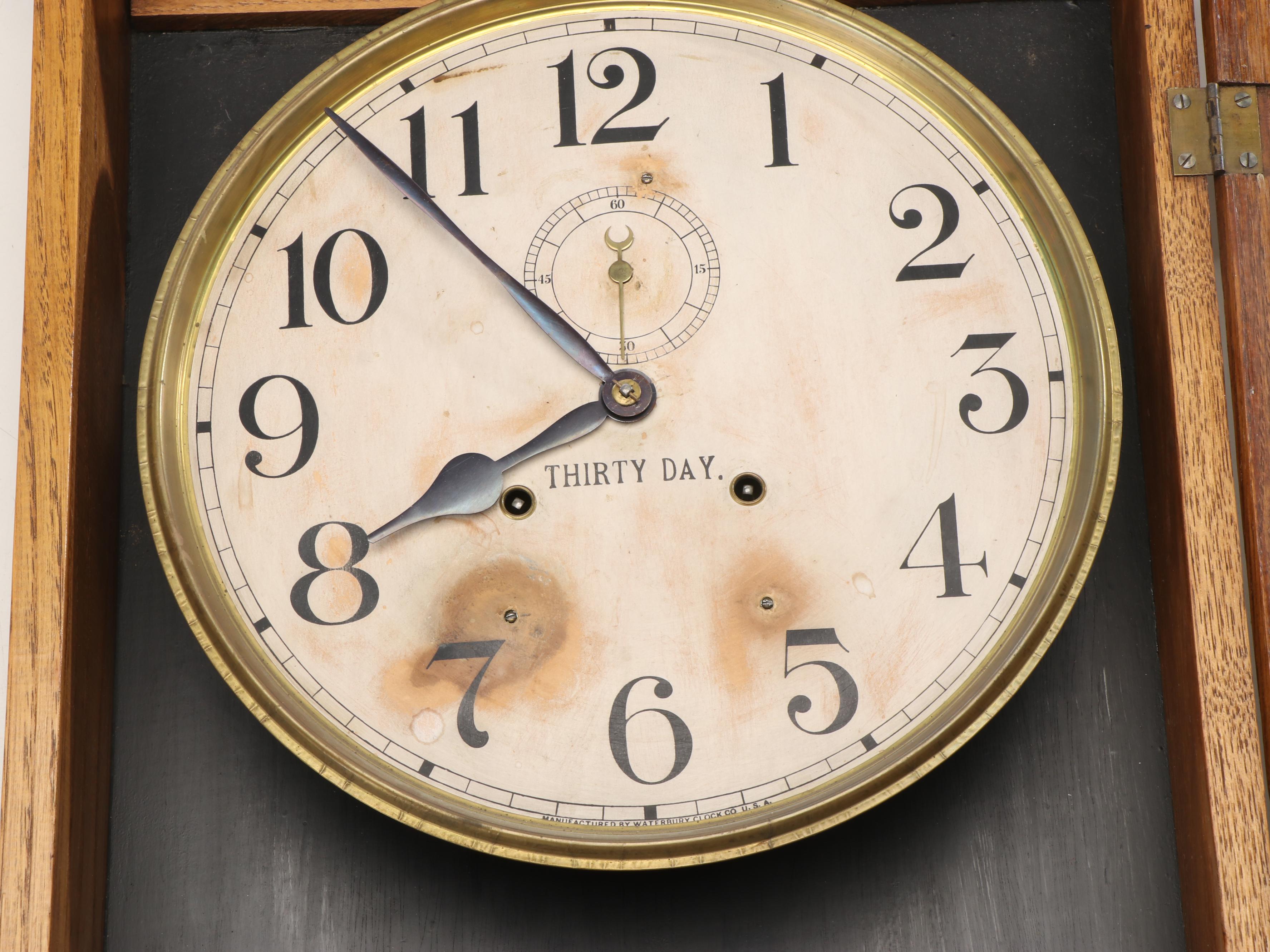 Waterbury Clock Co. Regulator Wooden Hanging Wall Clock