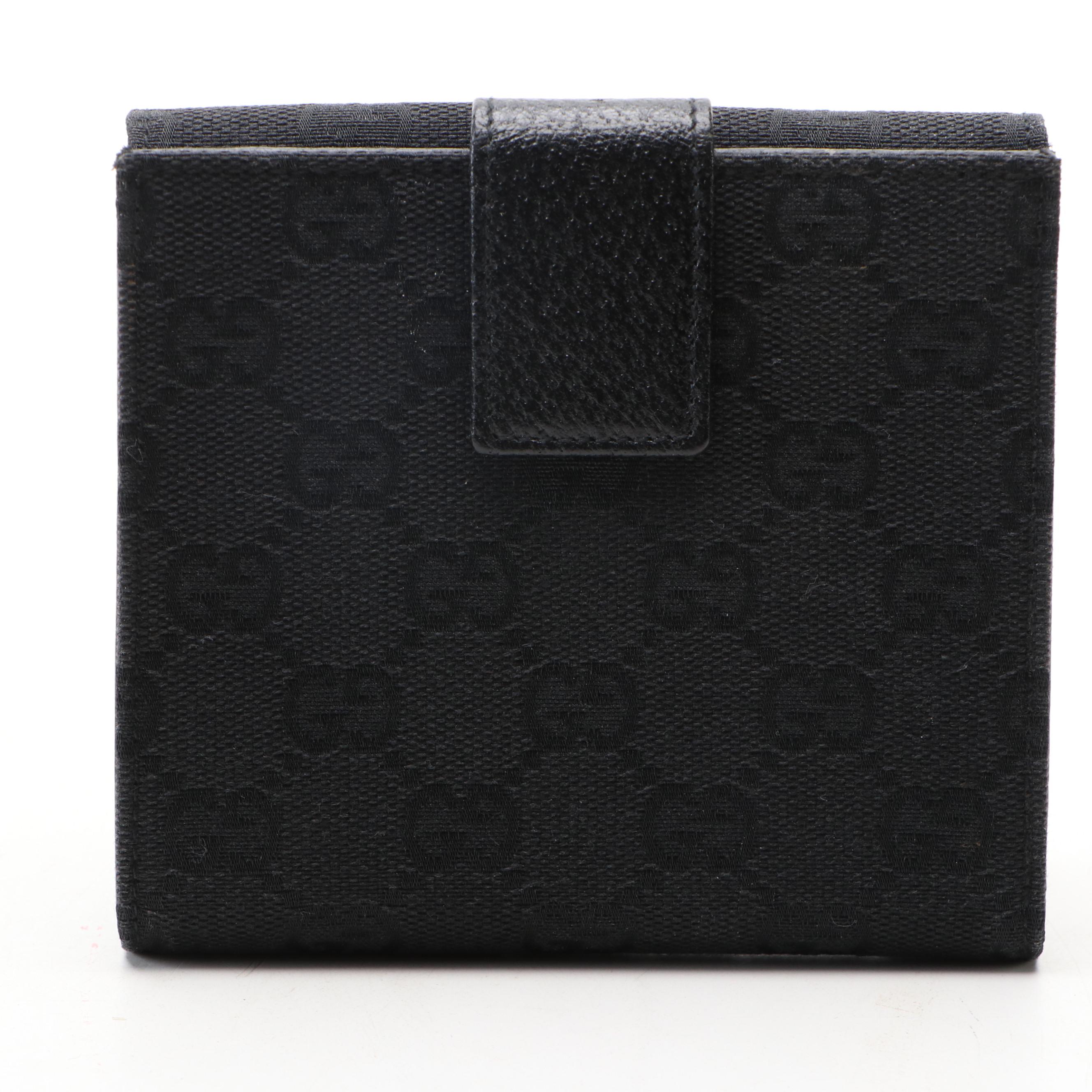 Gucci Black GG Canvas and Leather Eclipse Compact Wallet in Box