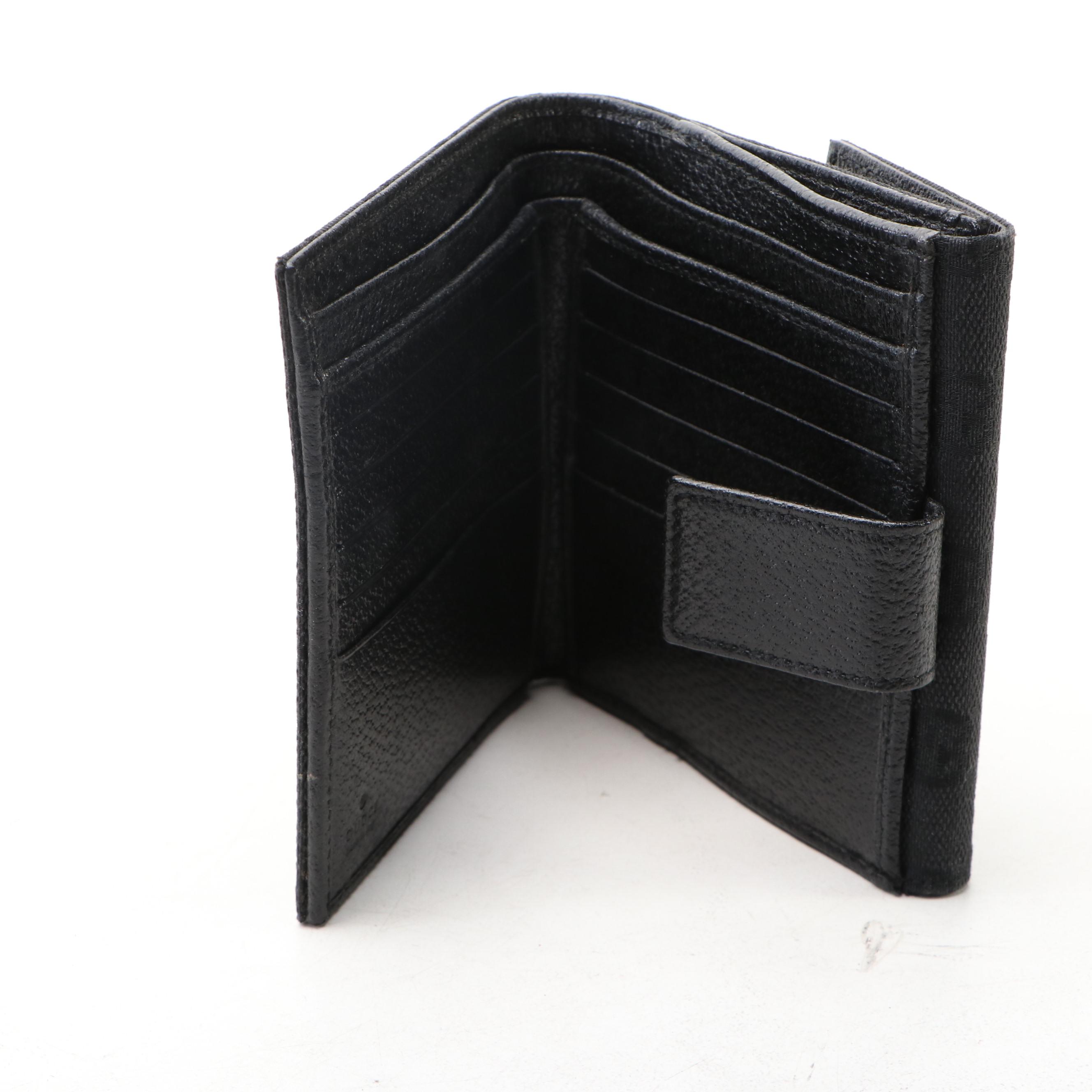 Gucci Black GG Canvas and Leather Eclipse Compact Wallet in Box