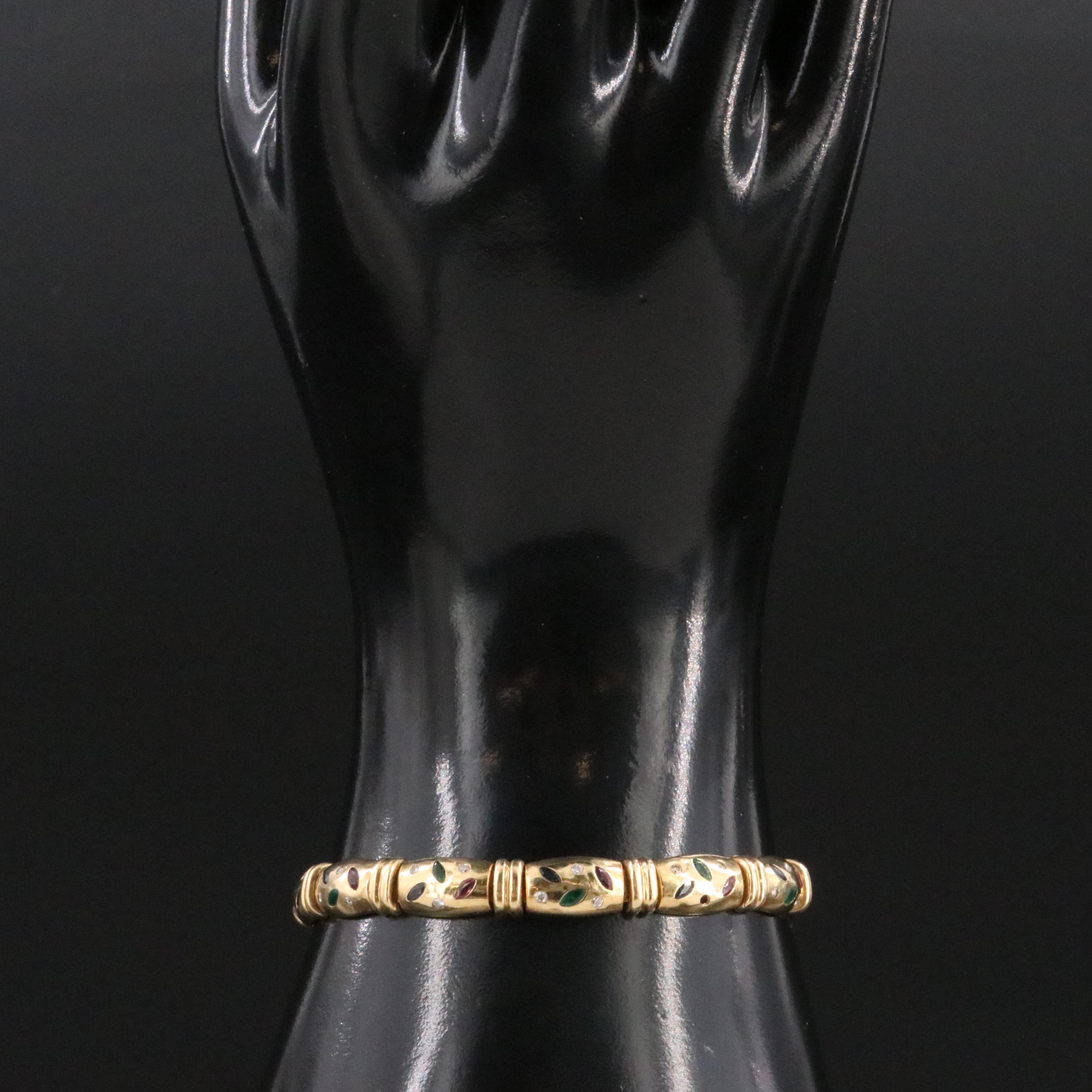 18K Ruby, Emerald, Sapphire and Diamond Bracelet