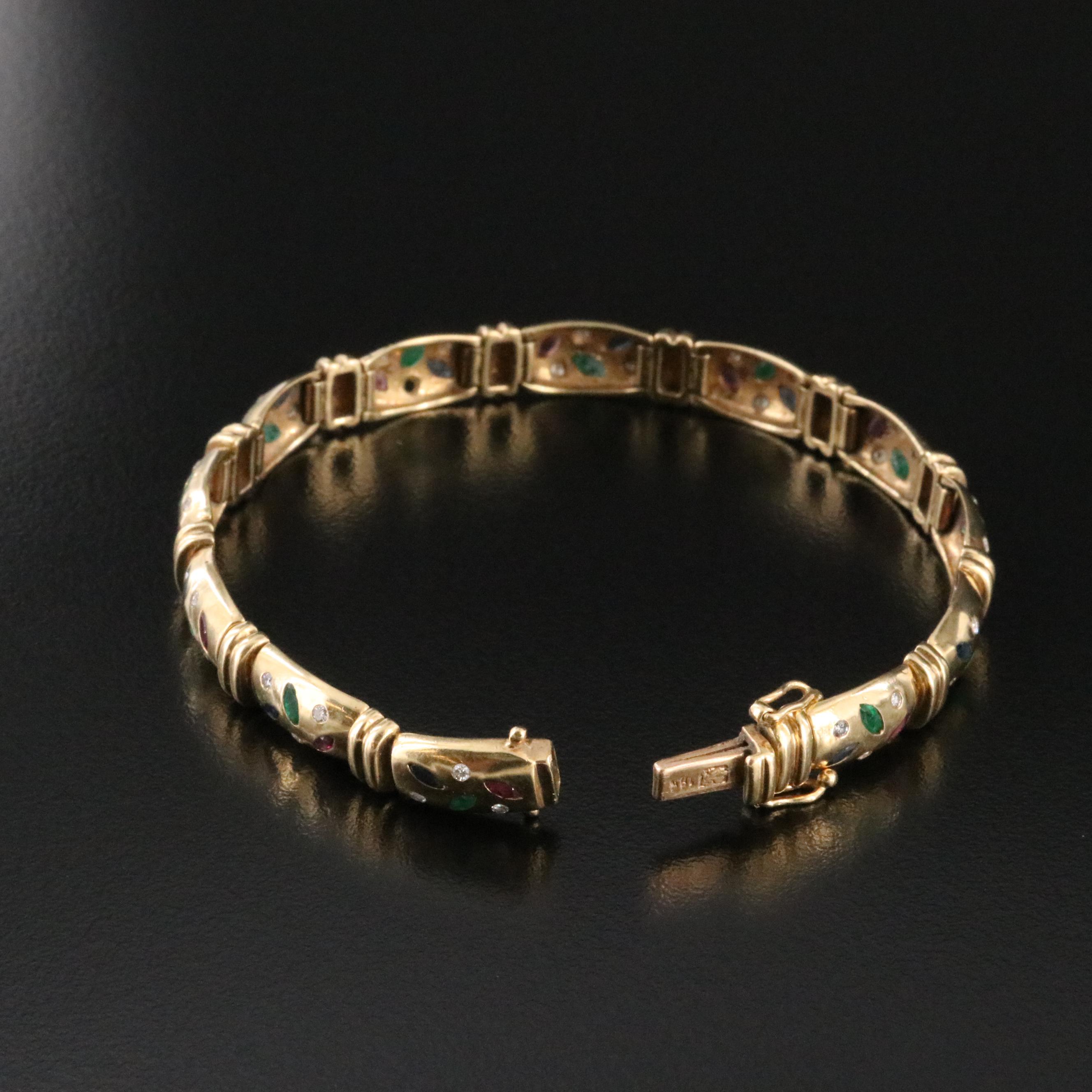 18K Ruby, Emerald, Sapphire and Diamond Bracelet