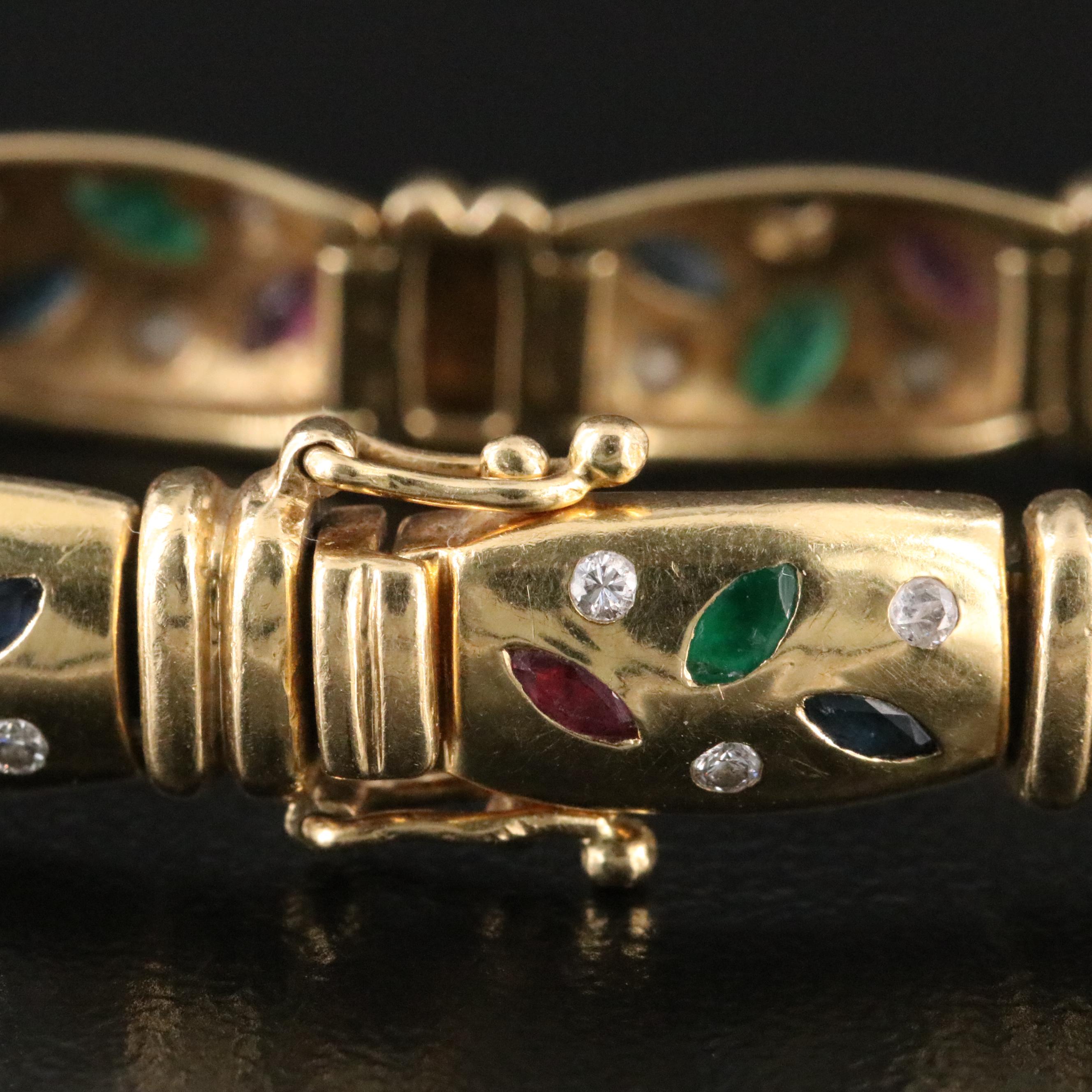 18K Ruby, Emerald, Sapphire and Diamond Bracelet