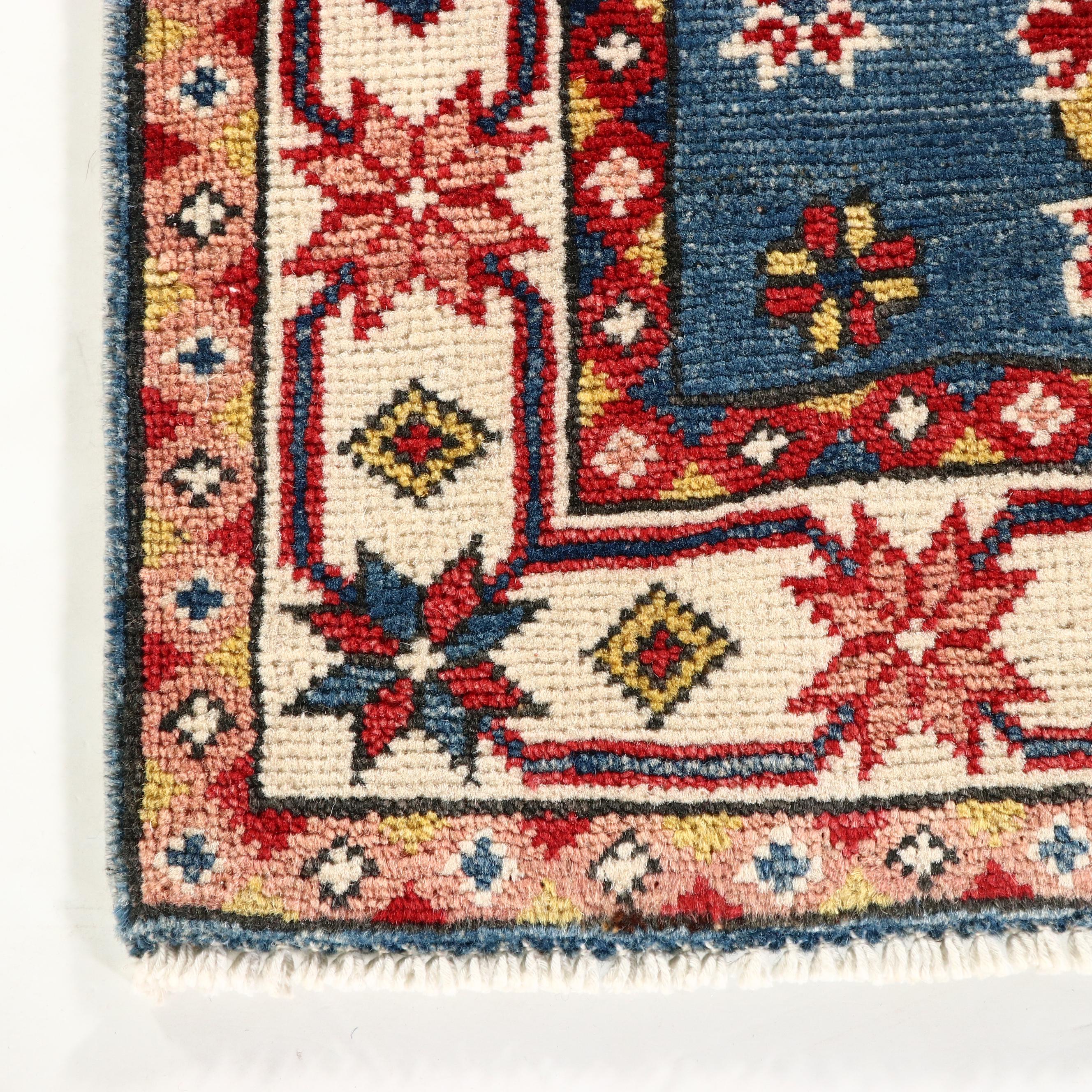 2' x 2'6 Hand-Knotted Pakistan Kazak Accent Rug