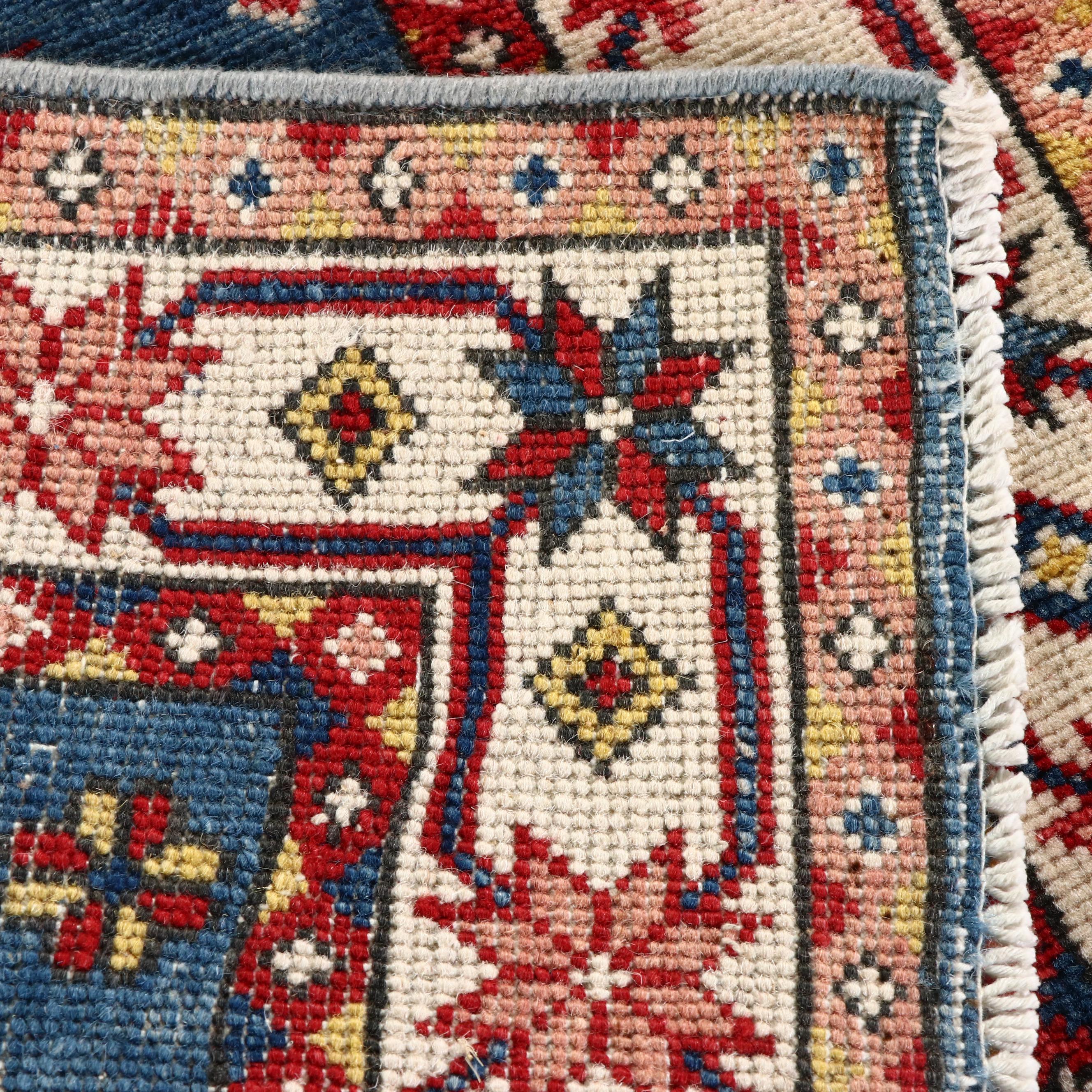 2' x 2'6 Hand-Knotted Pakistan Kazak Accent Rug