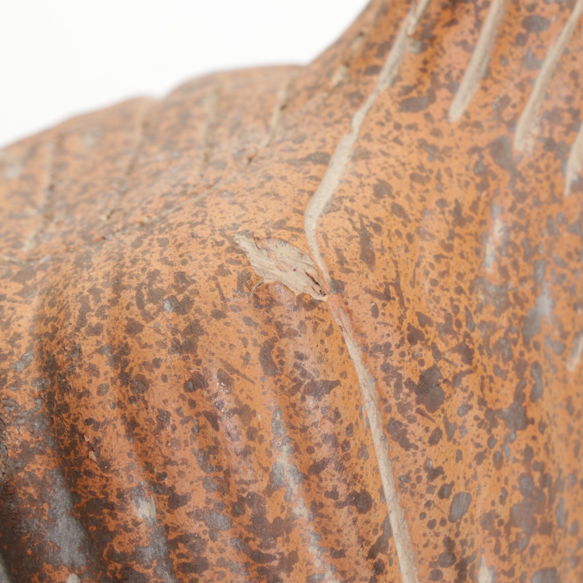 Mexican Aztec Style Hand Carved Terracotta Coyote Figure