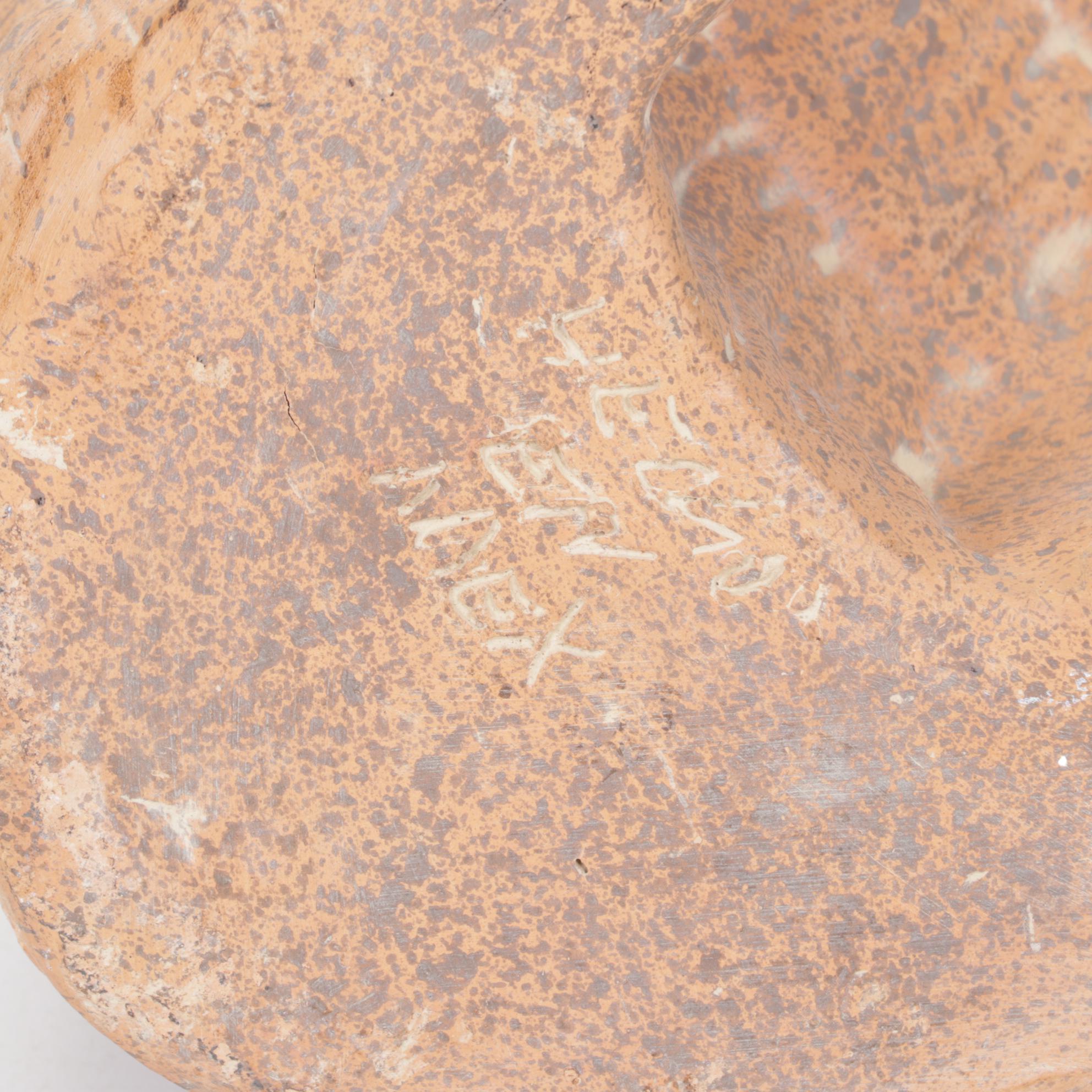 Mexican Aztec Style Hand Carved Terracotta Coyote Figure