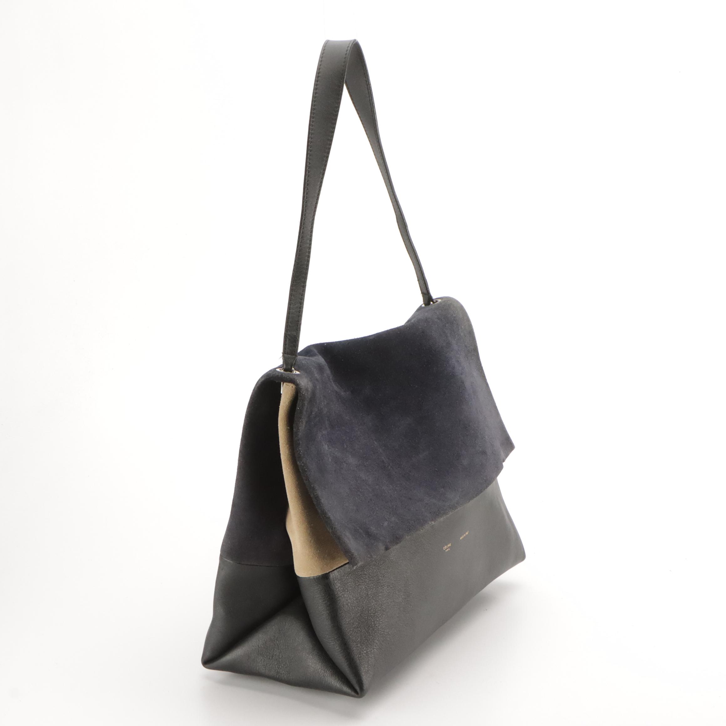 Céline All Soft Shoulder Bag in Tricolor Suede and Calfskin Leather