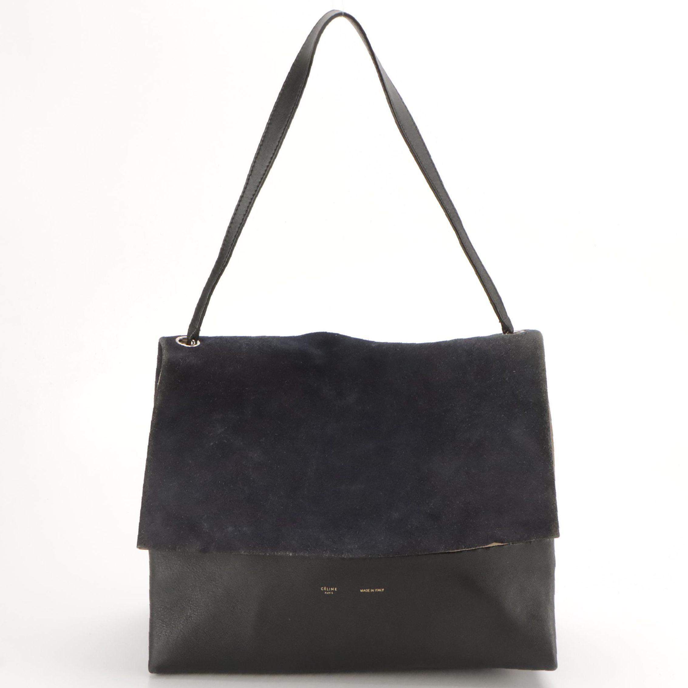 Céline All Soft Shoulder Bag in Tricolor Suede and Calfskin Leather