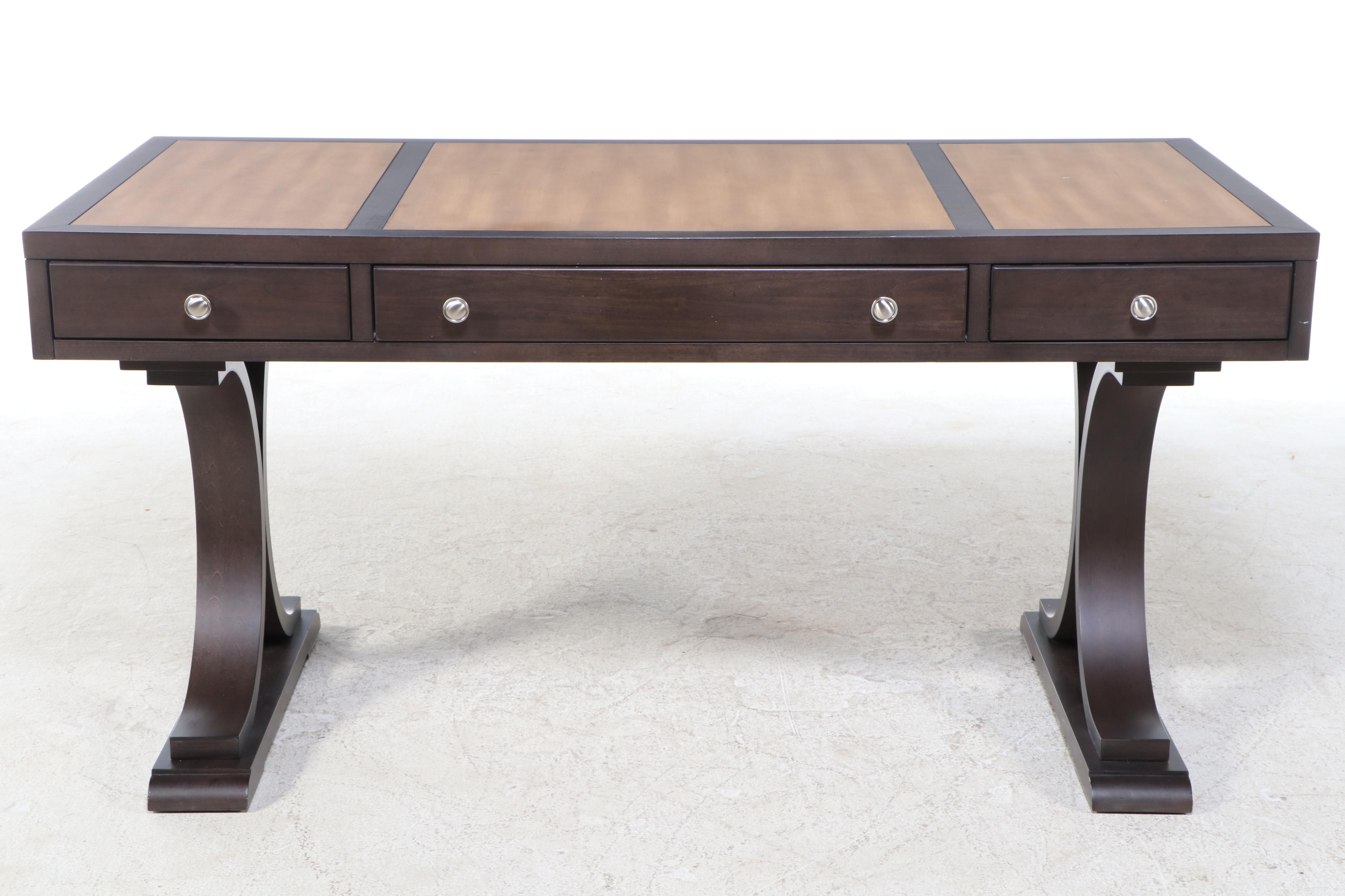 Hooker Furniture "South Park" Birch and Maple-Veneered Desk in Brown-Grey Finish