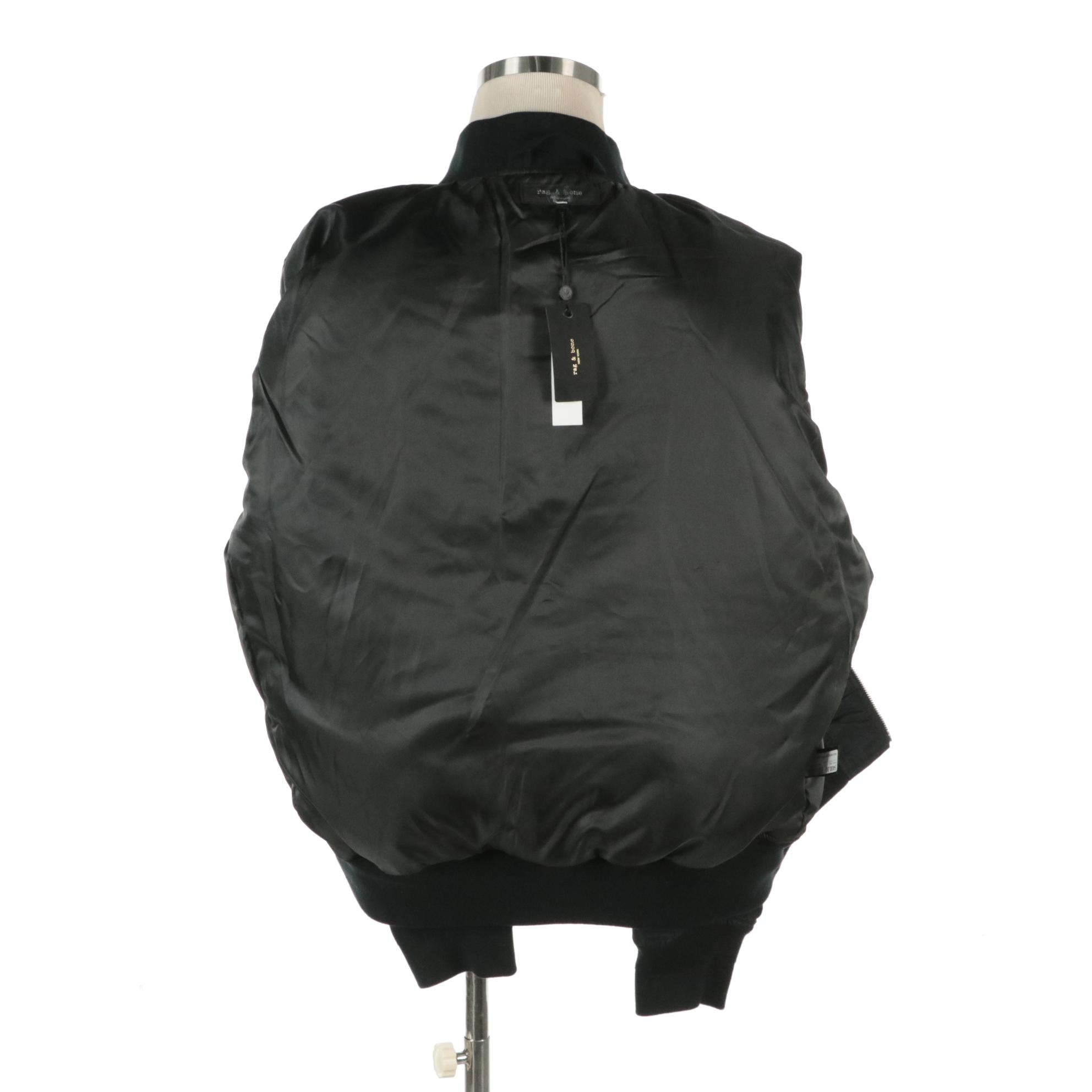 Men's Rag & Bone Black Mason Bomber Jacket with Tags