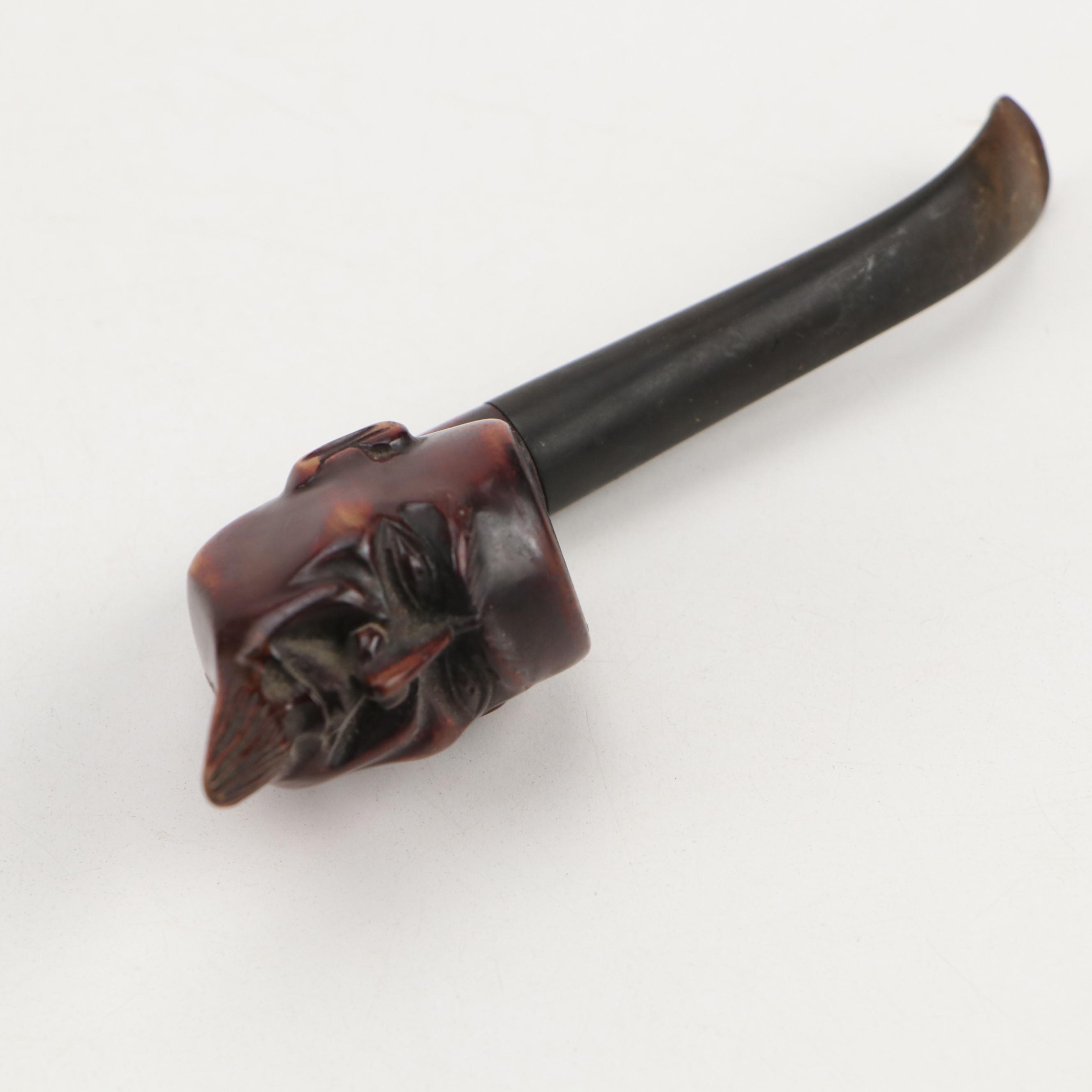 Carved Briar and Burlwood Smoking Pipes Including Figureheads