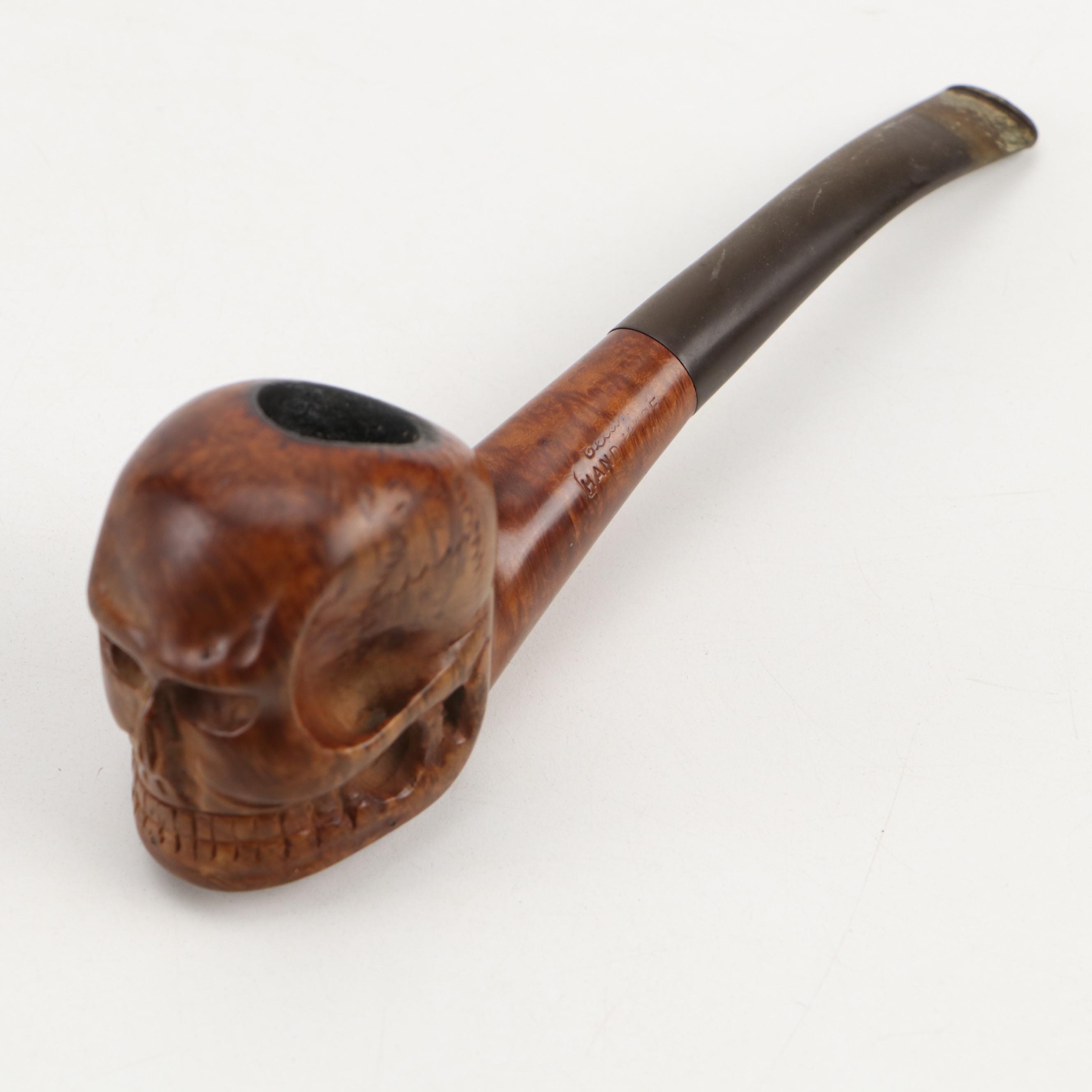 Carved Briar and Burlwood Smoking Pipes Including Figureheads