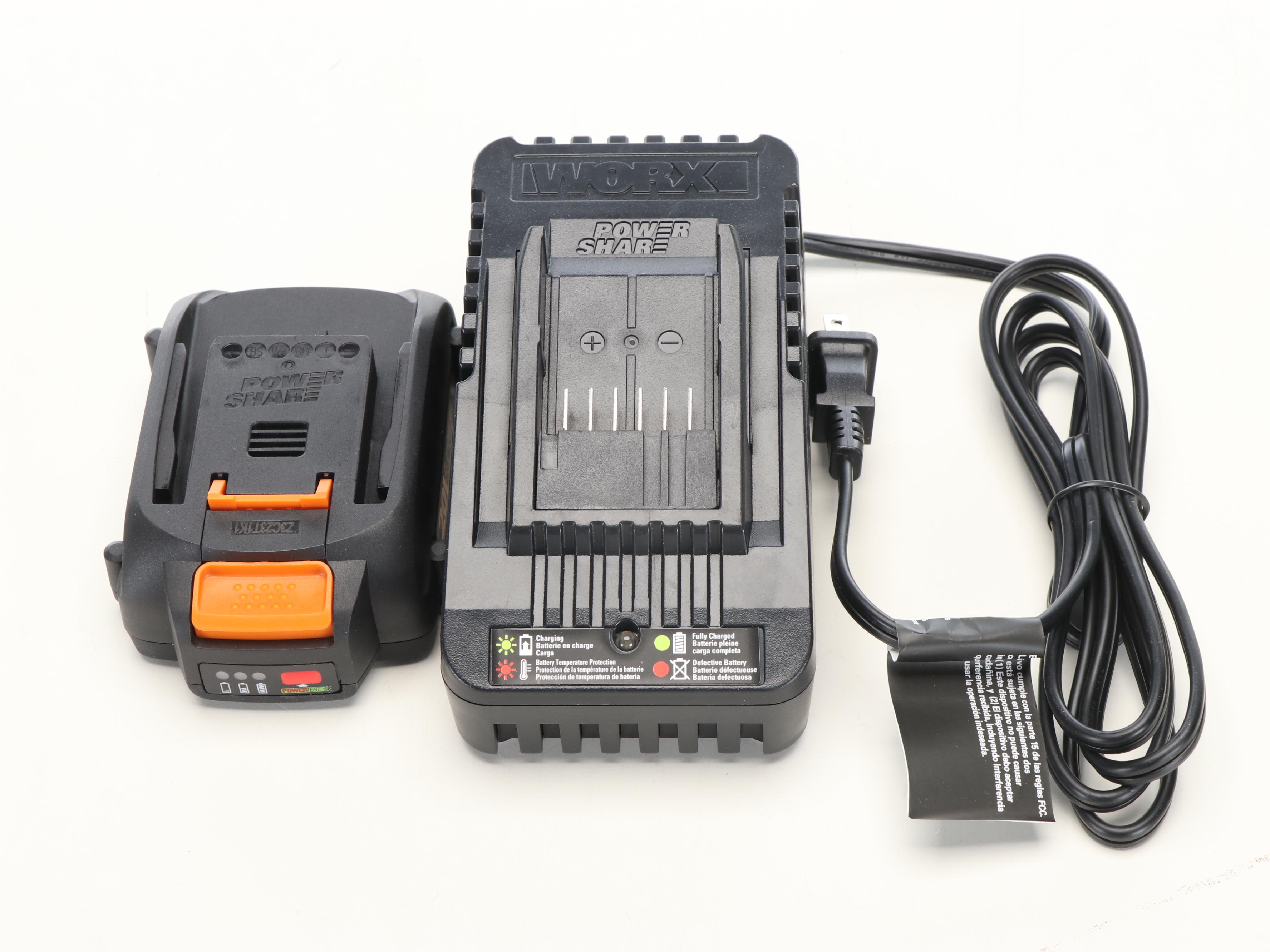 Worx Cordless Hedge Trimmer with Extension Pole, Battery and Charger Dock