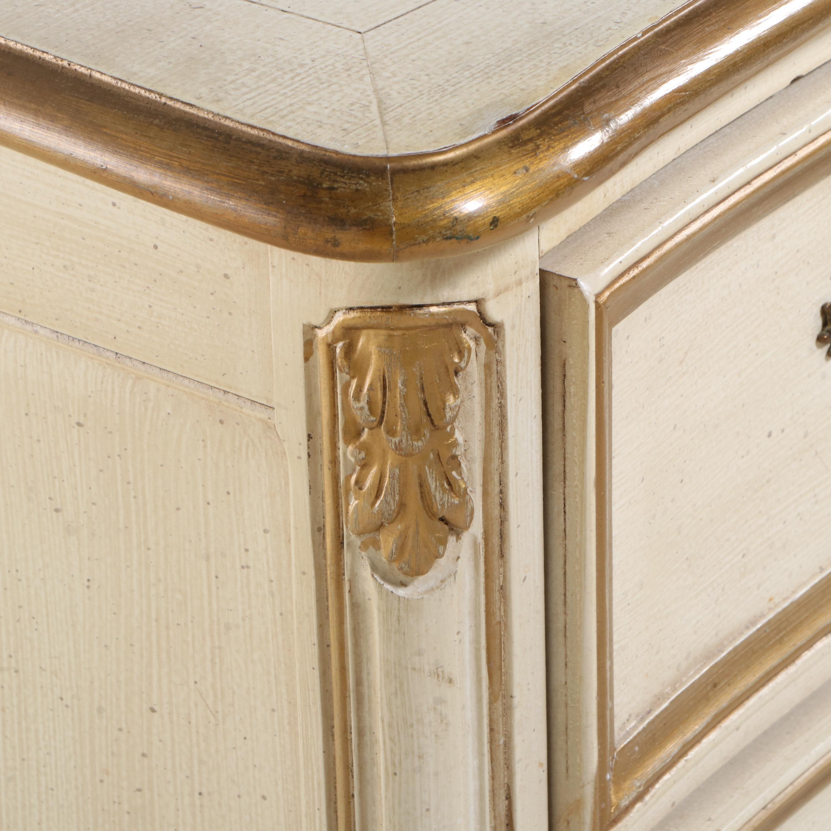 Henredon French Provincial Style Parcel Gilt and Painted Wood Three-Drawer Chest