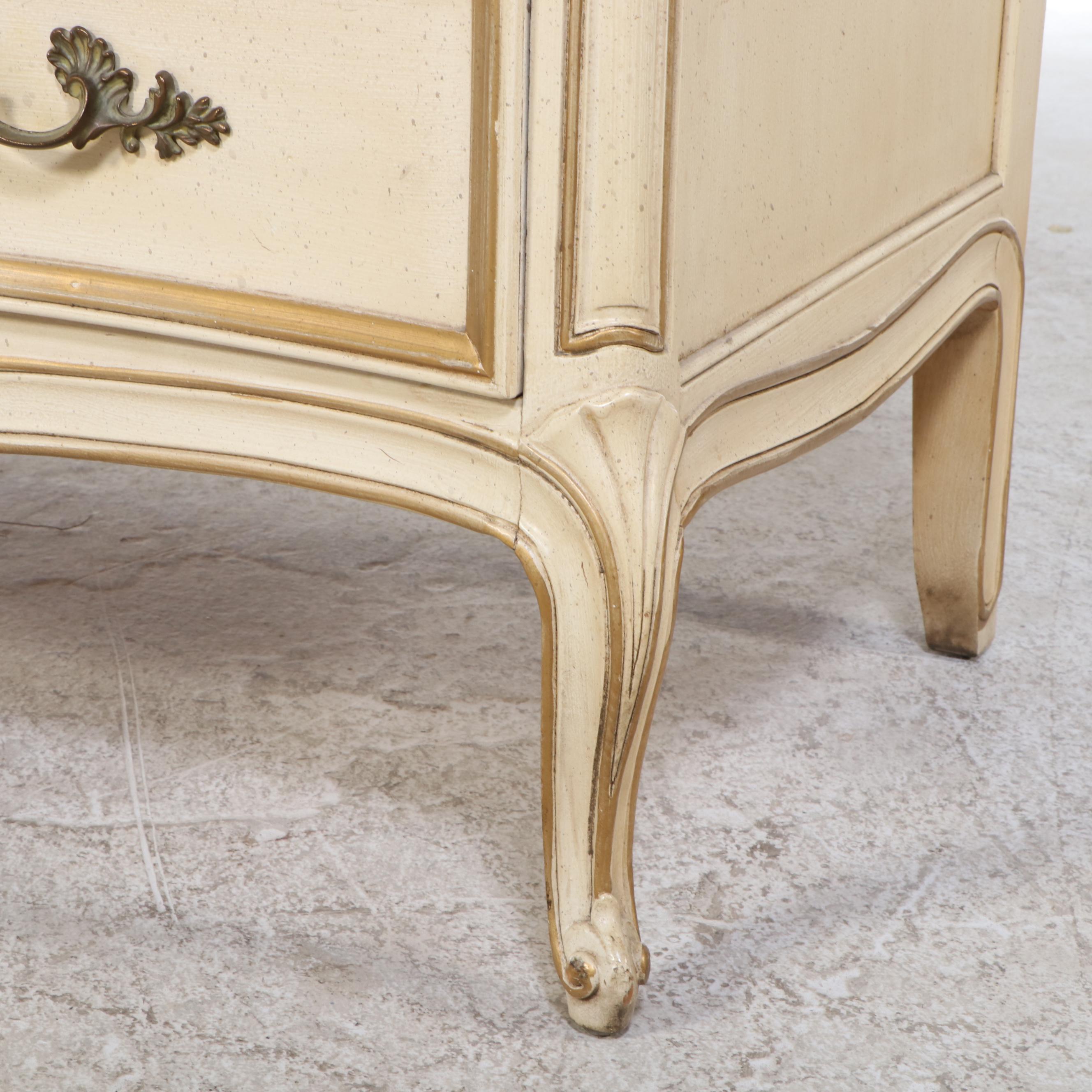 Henredon French Provincial Style Parcel Gilt and Painted Wood Three-Drawer Chest