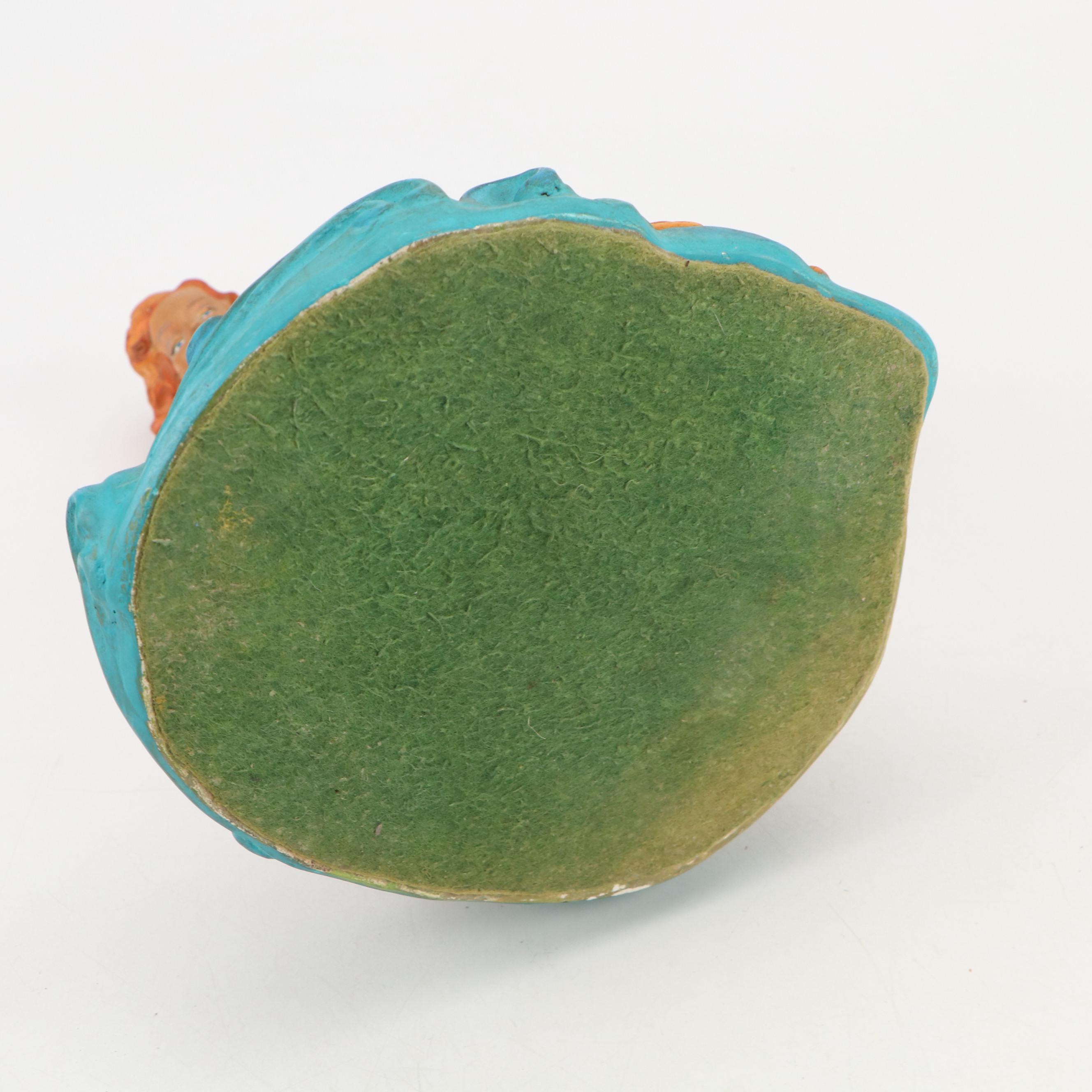 Columbia Statuary Chalkware Seated Nude with Glass Rose Bowl