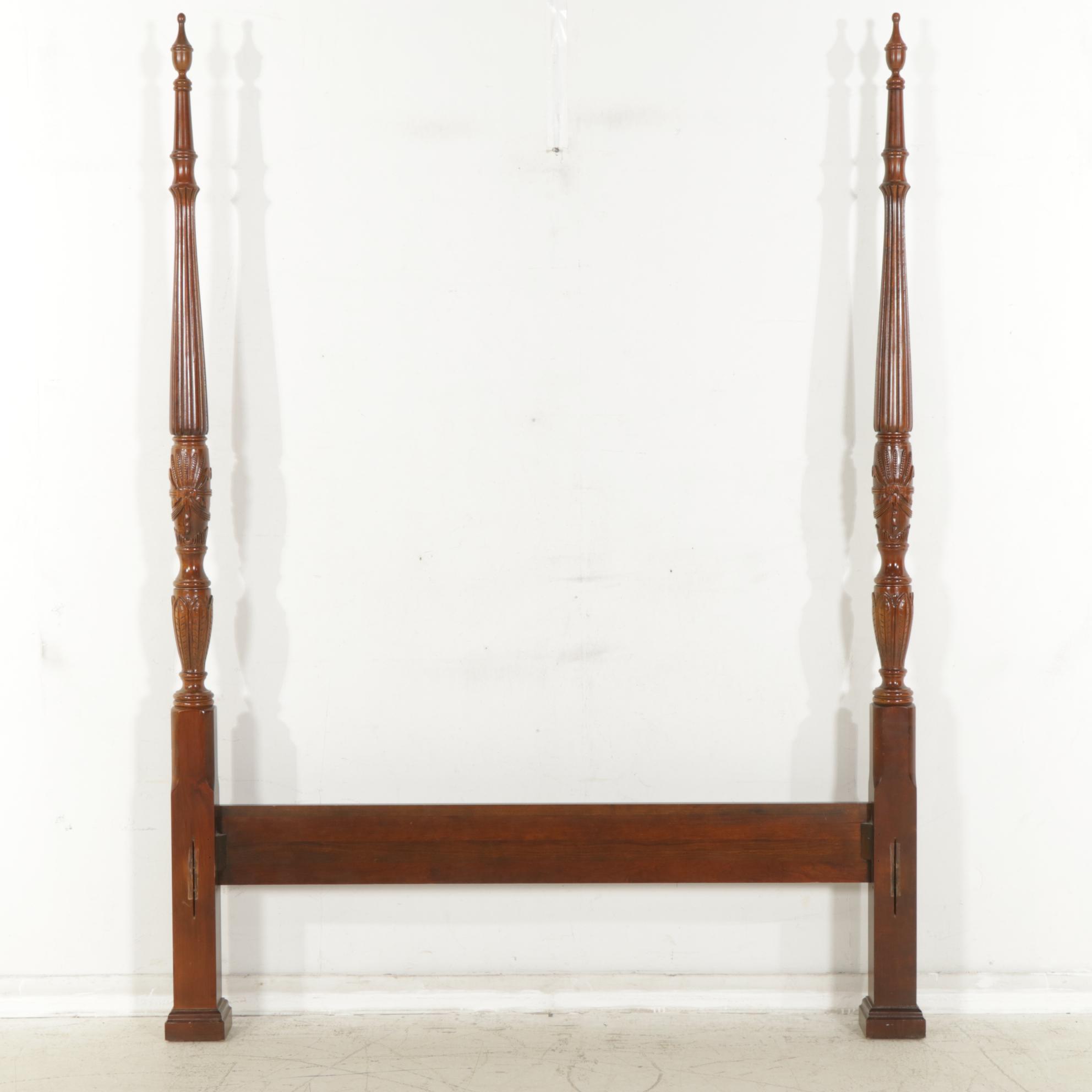 Rice Planter Mahogany Four Poster Queen Size Bed Frame