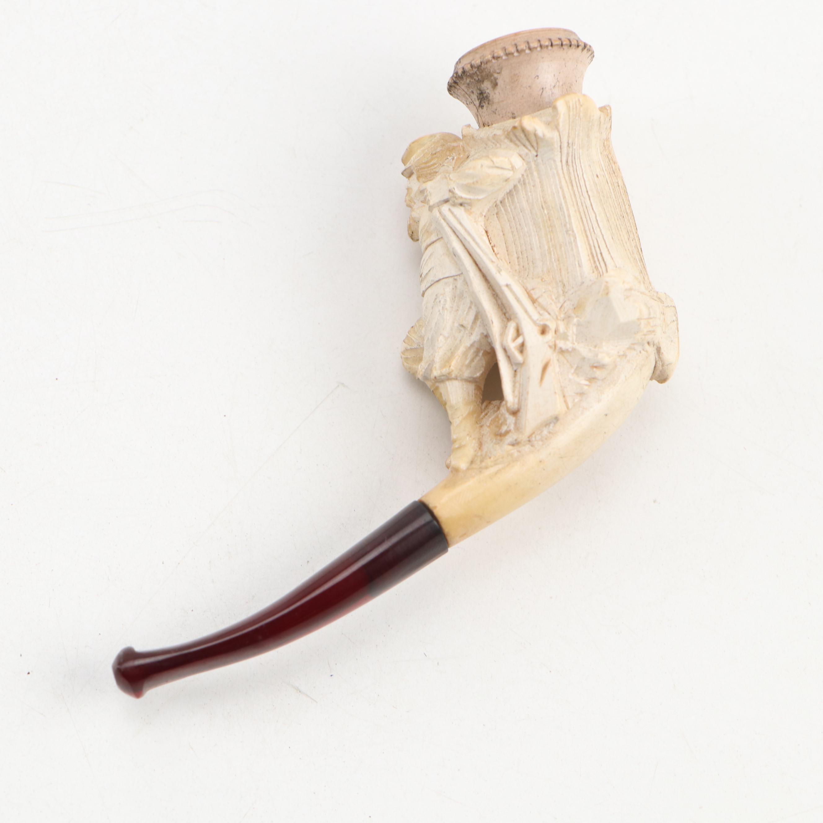 Meerschaum Pipes, Shark Vertebrae Long Pipe, Alabaster Tobacco Jar and More