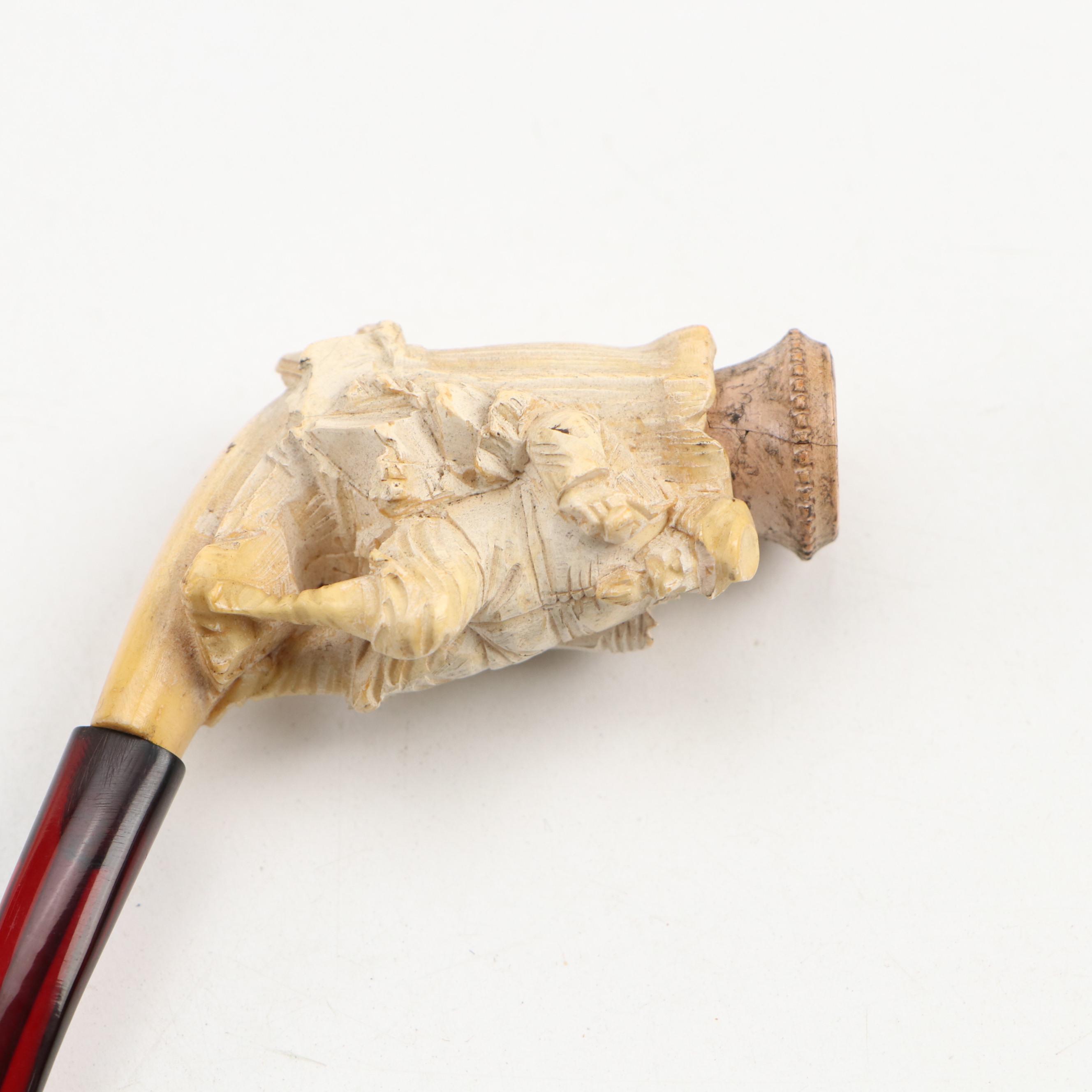 Meerschaum Pipes, Shark Vertebrae Long Pipe, Alabaster Tobacco Jar and More