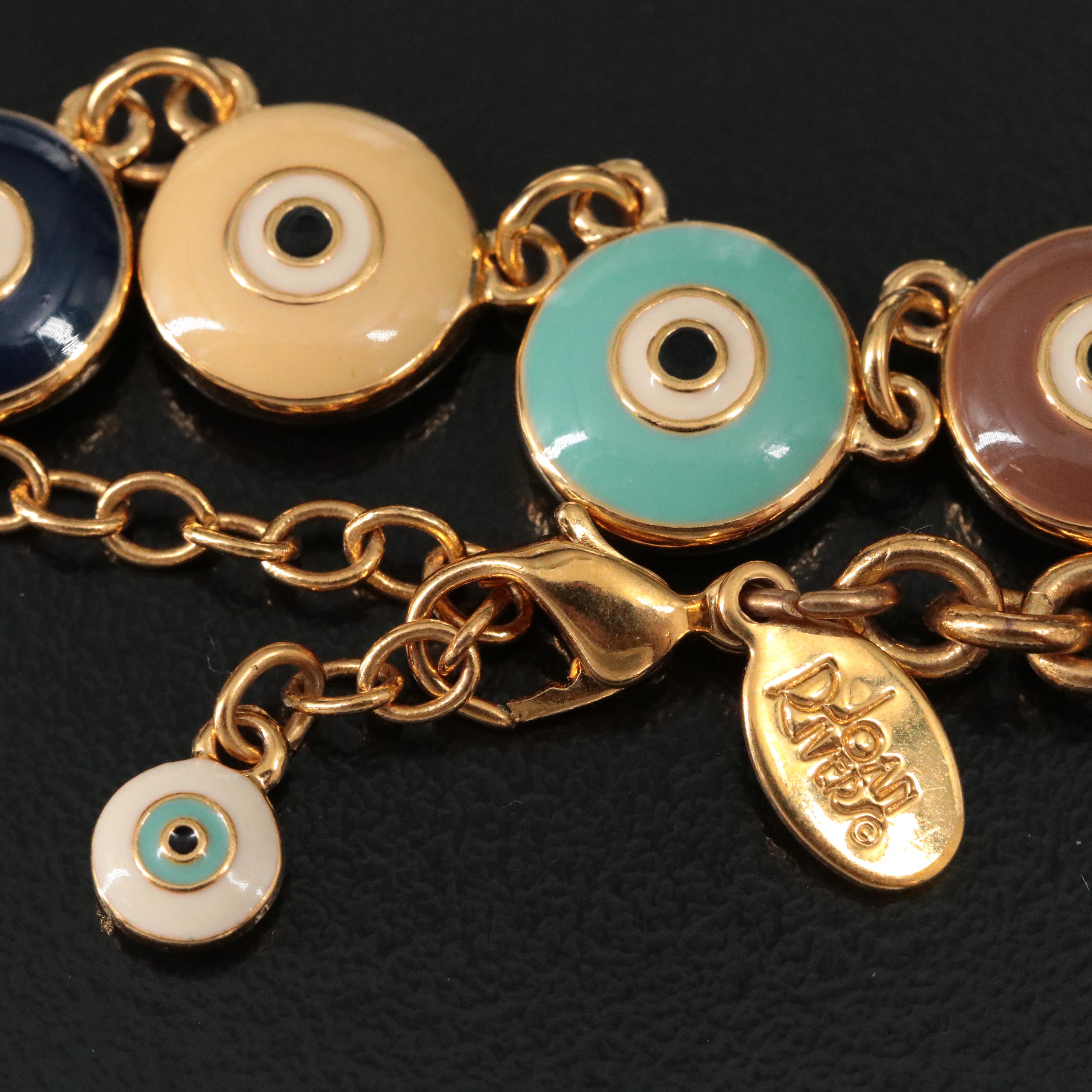 Joan Rivers Enamel Evil Eye Necklace and Earring Set with Glass Bead Braclet