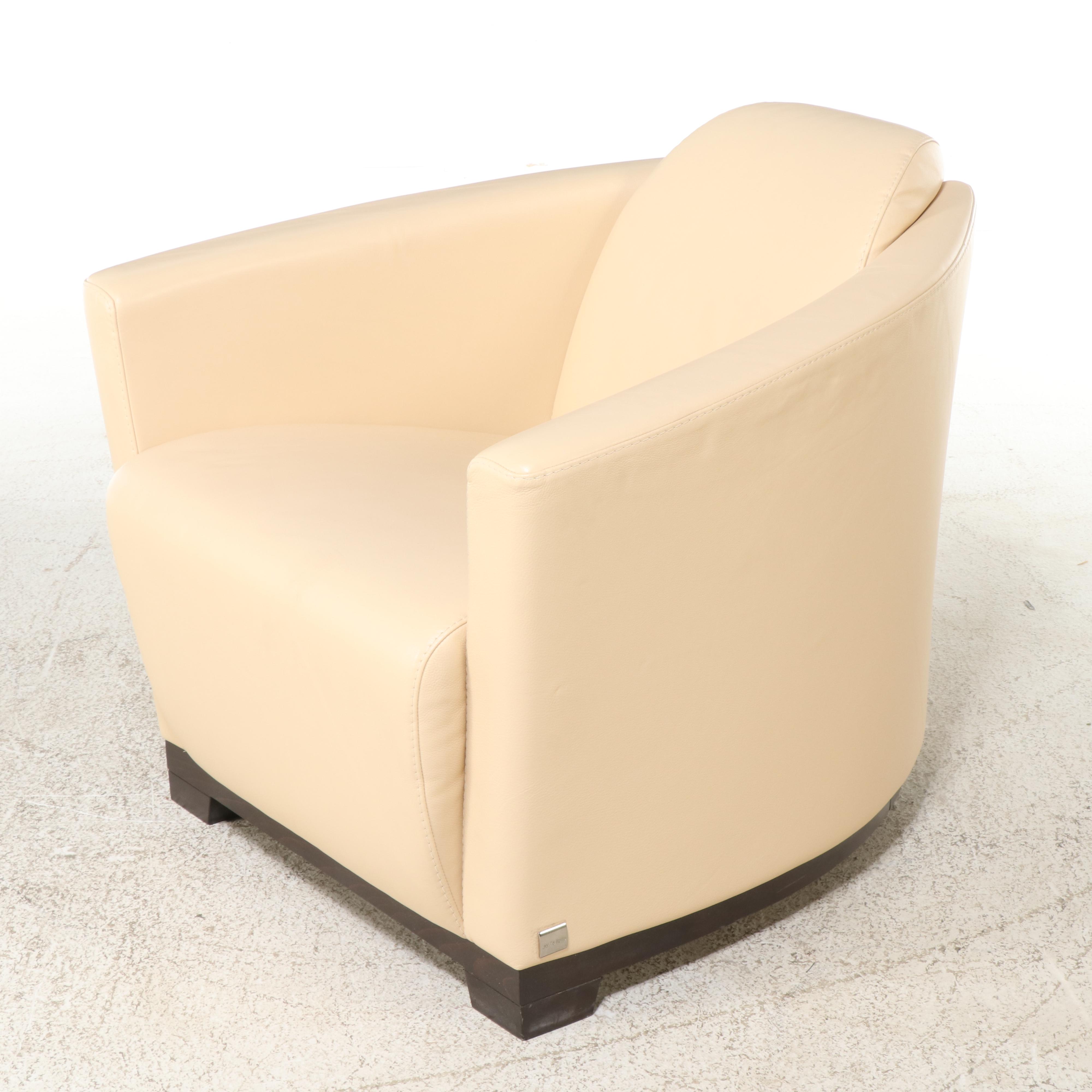 Calia Italia "Hotel" Art Deco Style Beech and Leather Club Chair