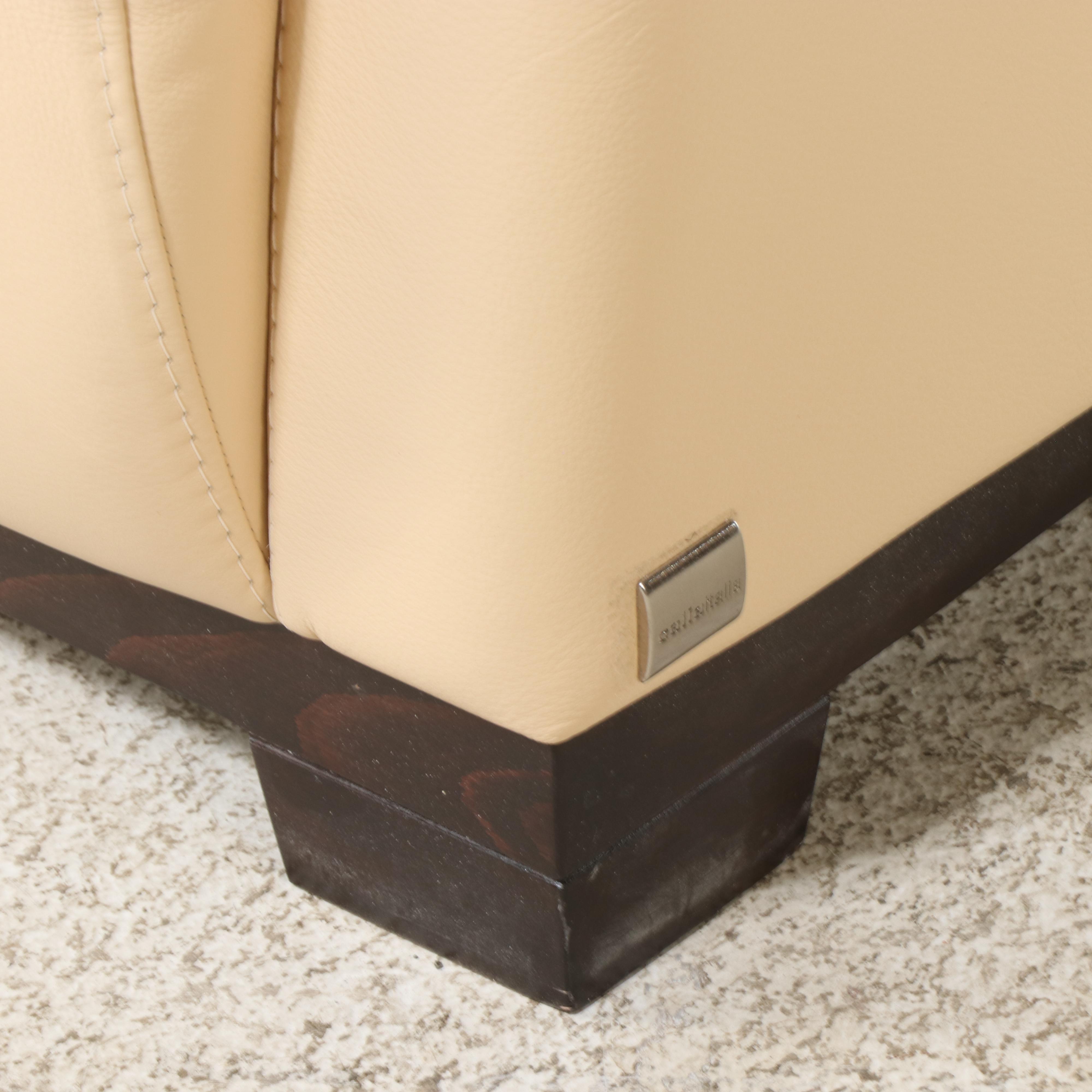 Calia Italia "Hotel" Art Deco Style Beech and Leather Club Chair