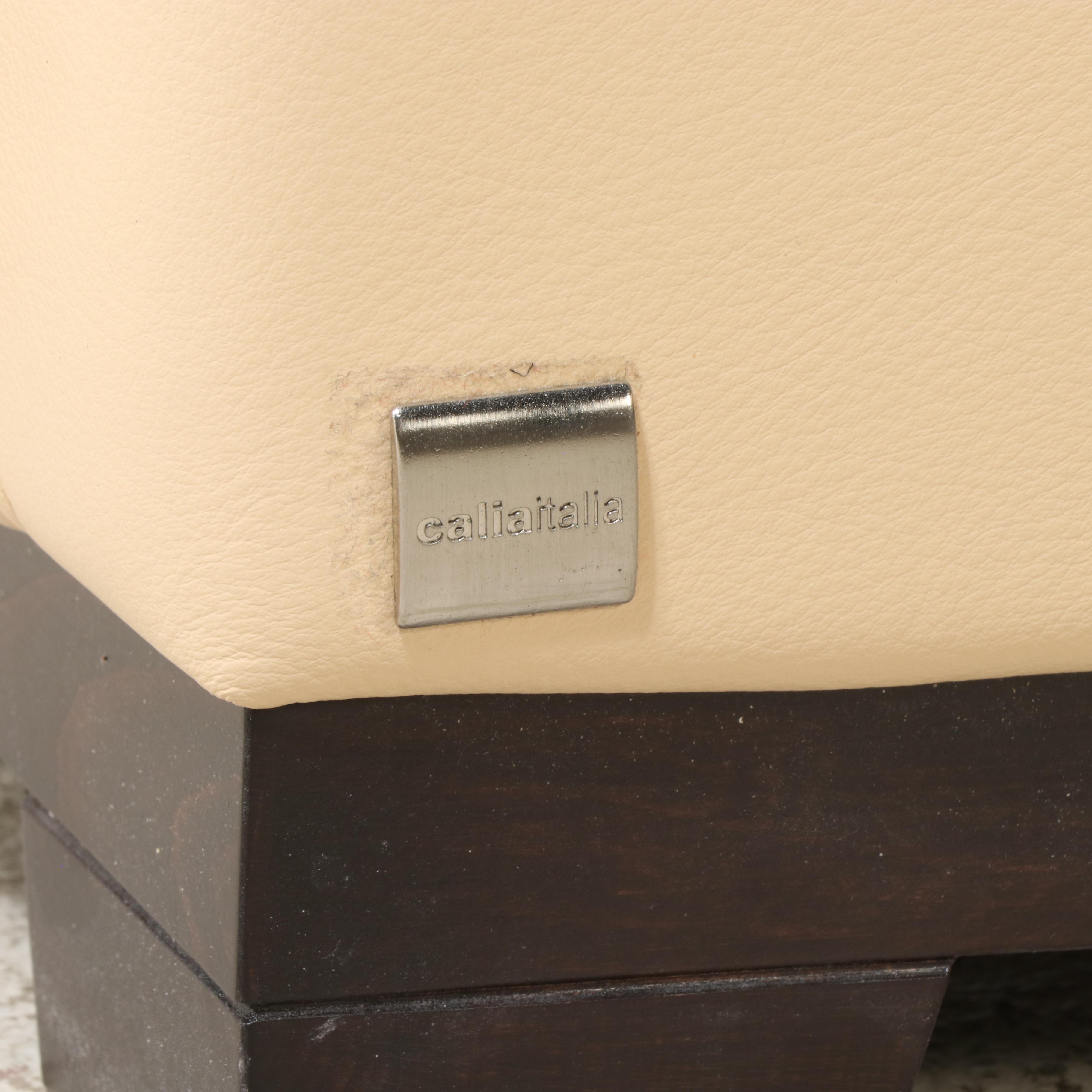 Calia Italia "Hotel" Art Deco Style Beech and Leather Club Chair