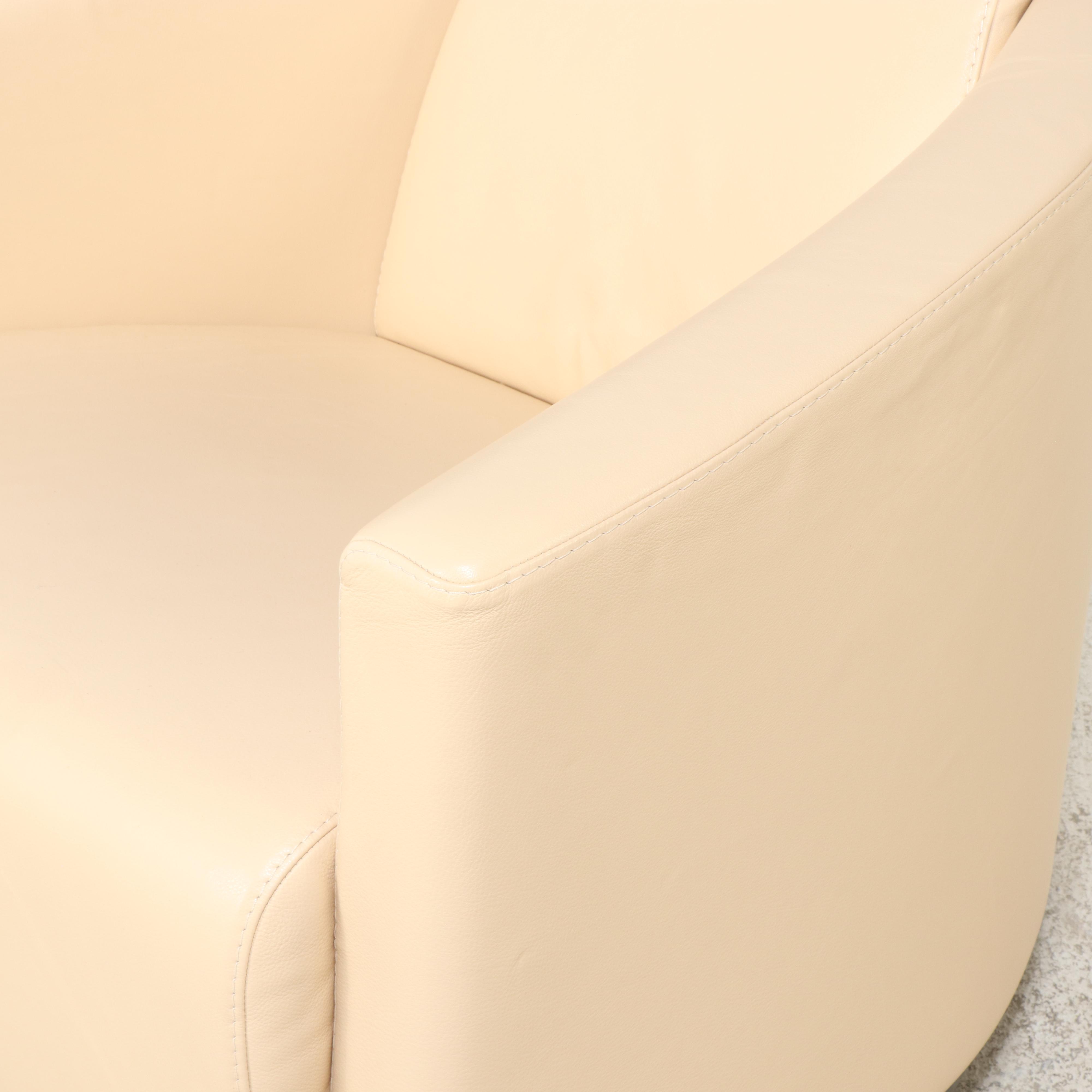 Calia Italia "Hotel" Art Deco Style Beech and Leather Club Chair