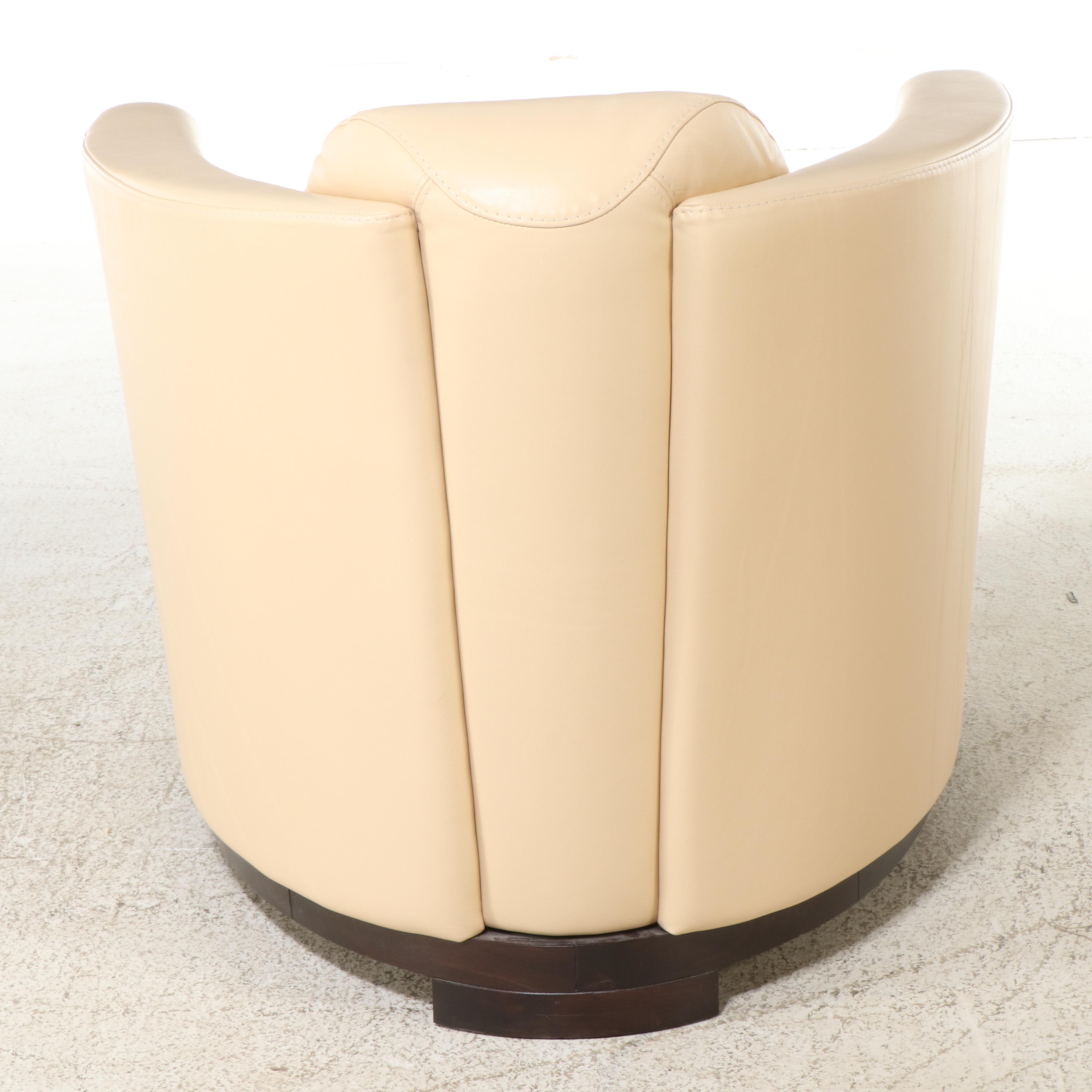Calia Italia "Hotel" Art Deco Style Beech and Leather Club Chair