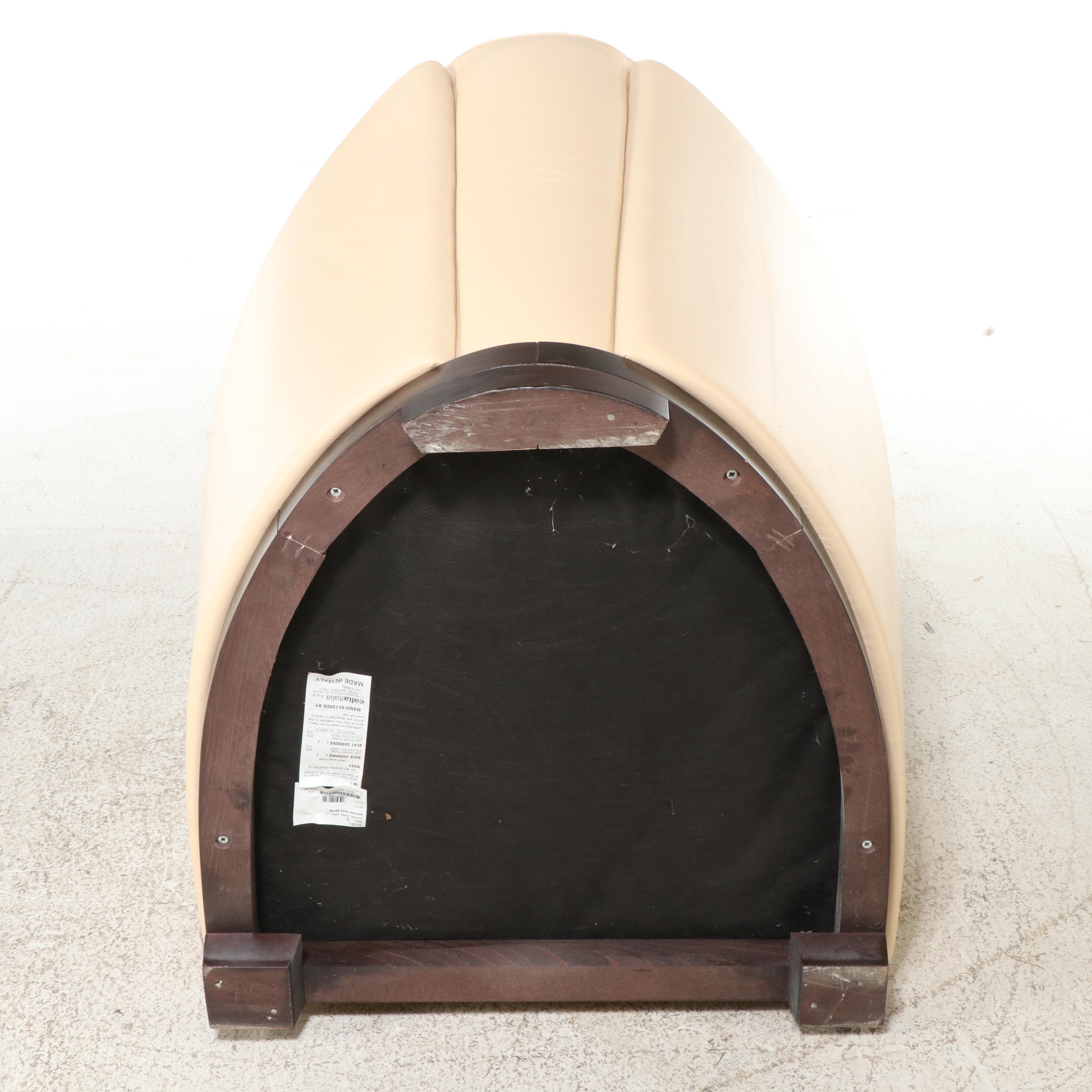 Calia Italia "Hotel" Art Deco Style Beech and Leather Club Chair