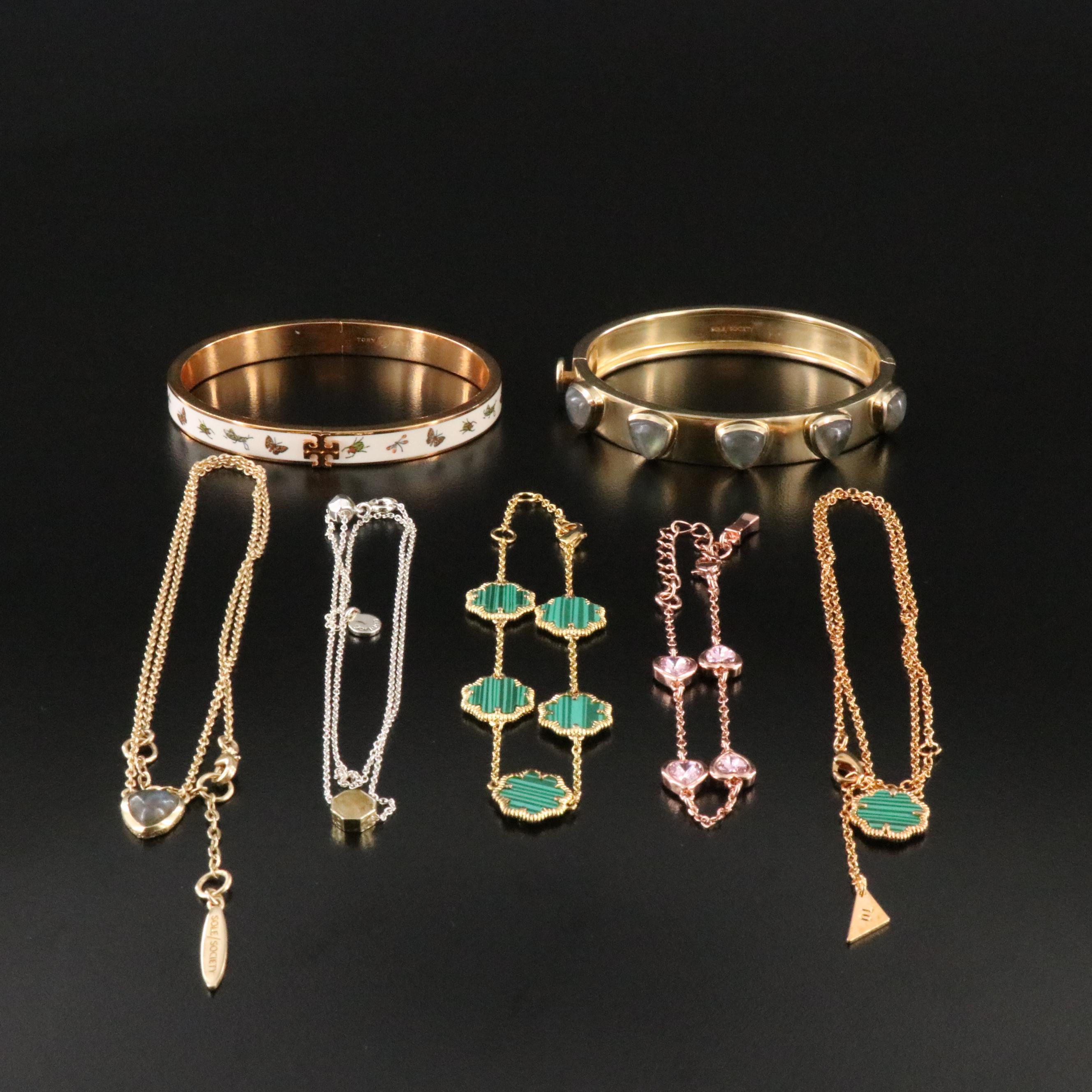 Contemporary Jewelry Collection Featuring Tory Burch Bug Bangle and Labradorite