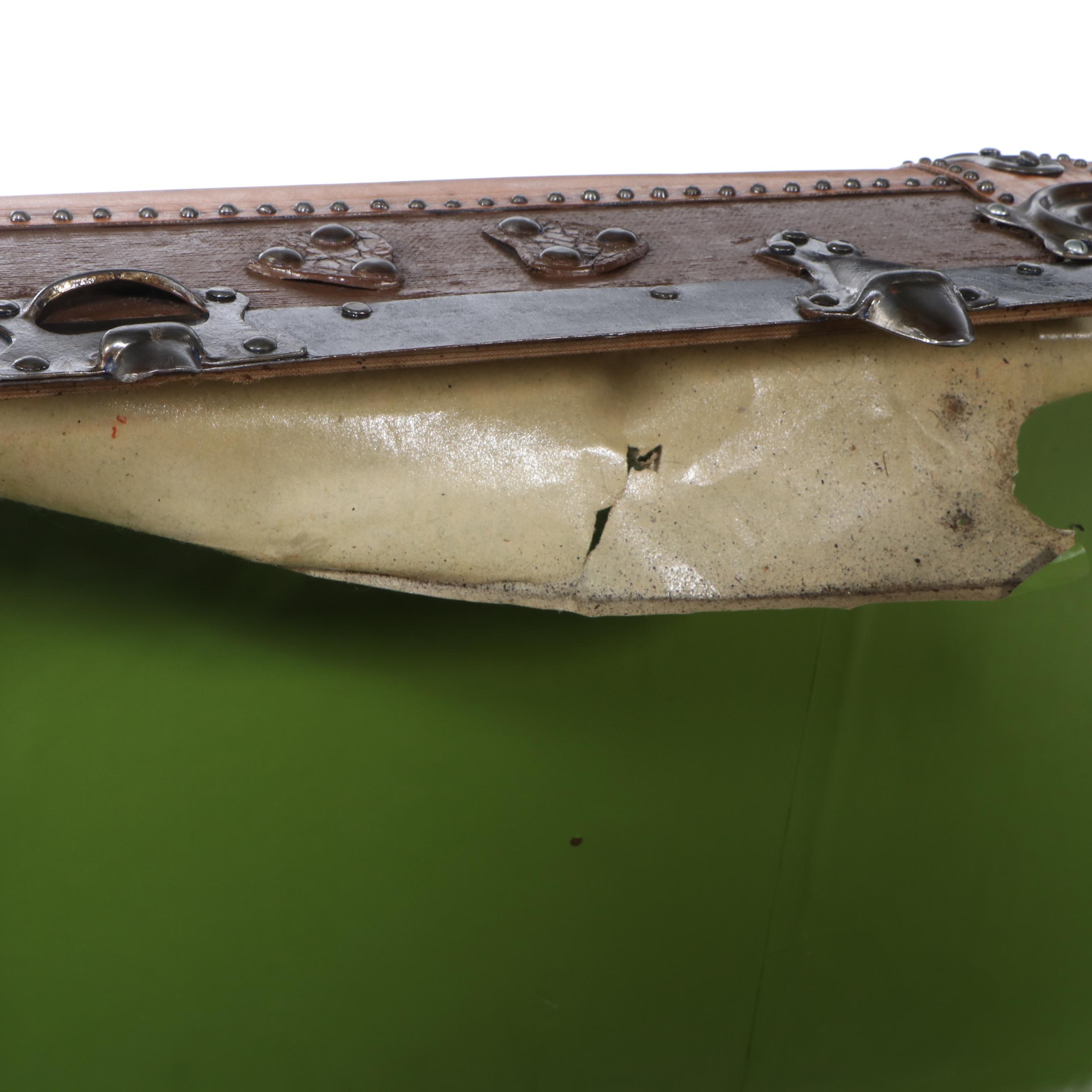 Coated Canvas and Leather Over Wood Studded Steamer Trunk, Early 20th Century