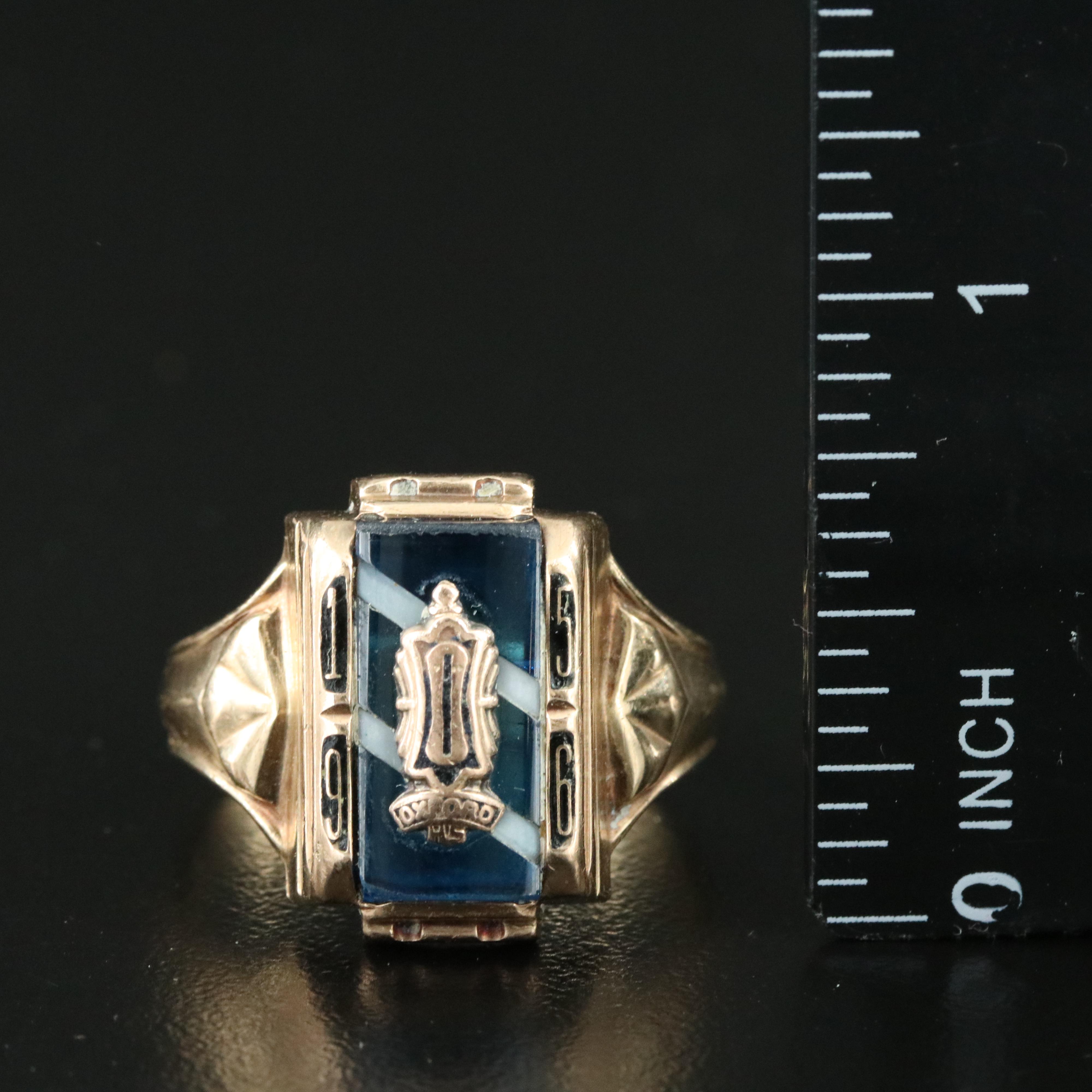 1956 10K Spinel and Mother-of-Pearl Oxford Class Ring