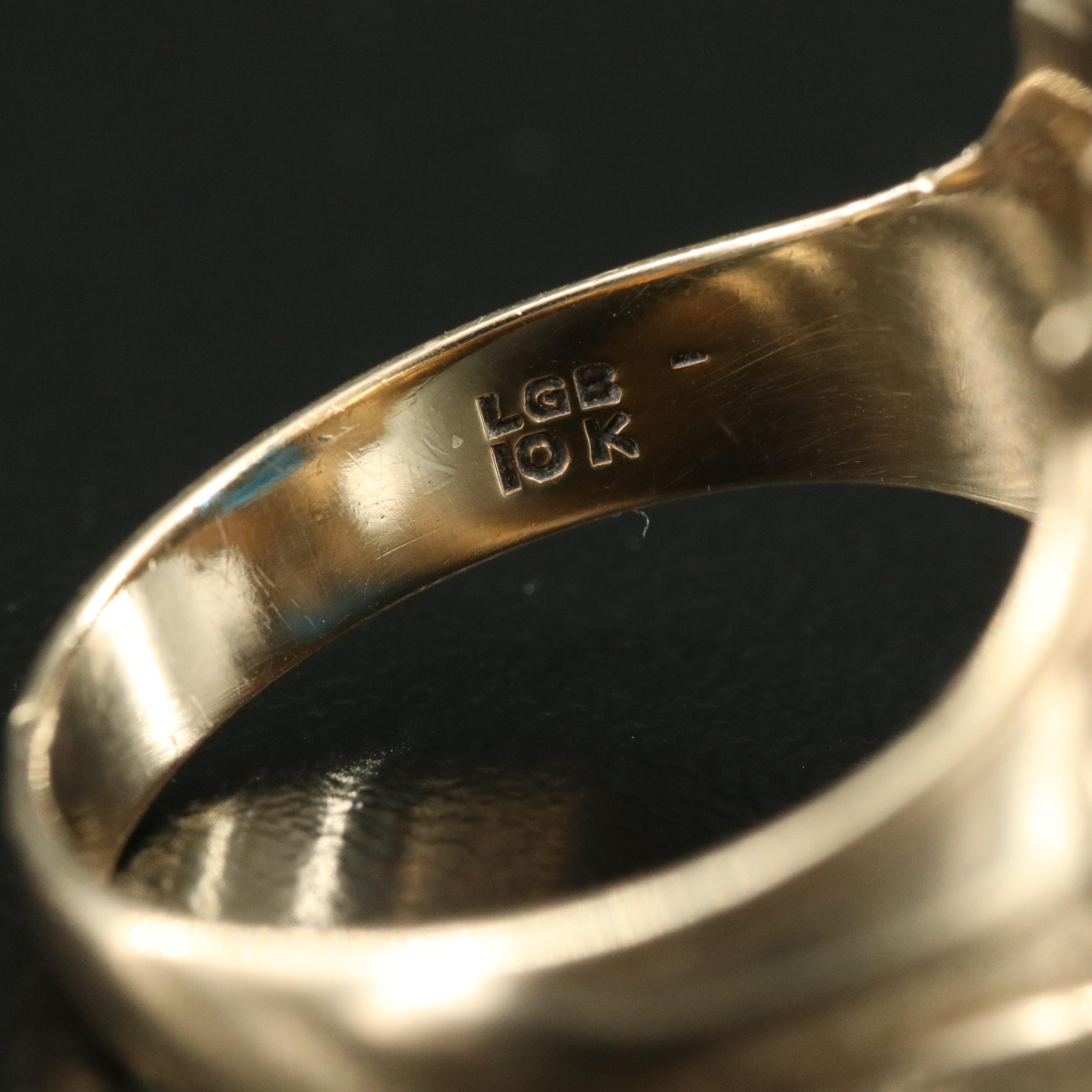 1956 10K Spinel and Mother-of-Pearl Oxford Class Ring