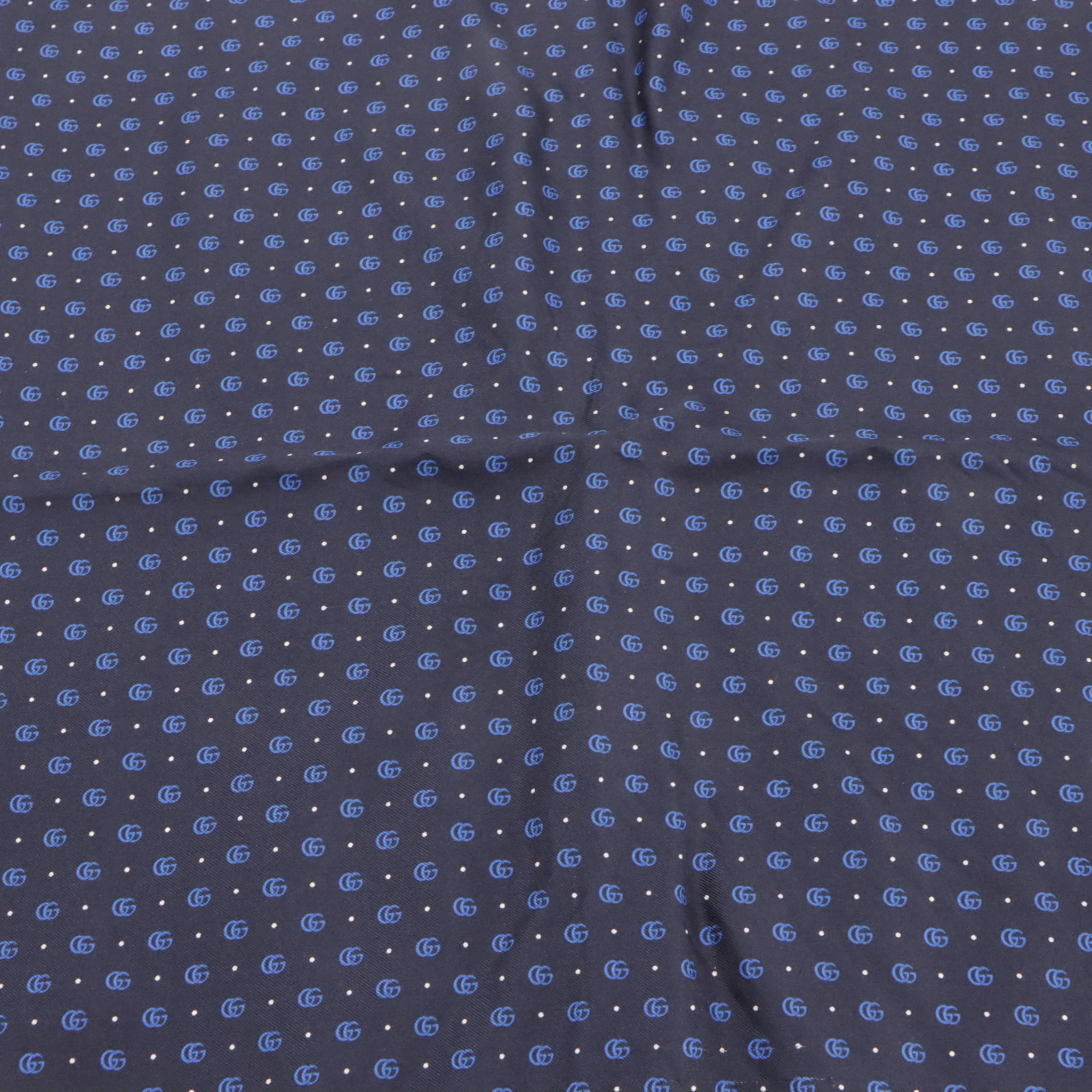 Gucci Blue GG Silk Pocket Square in Box