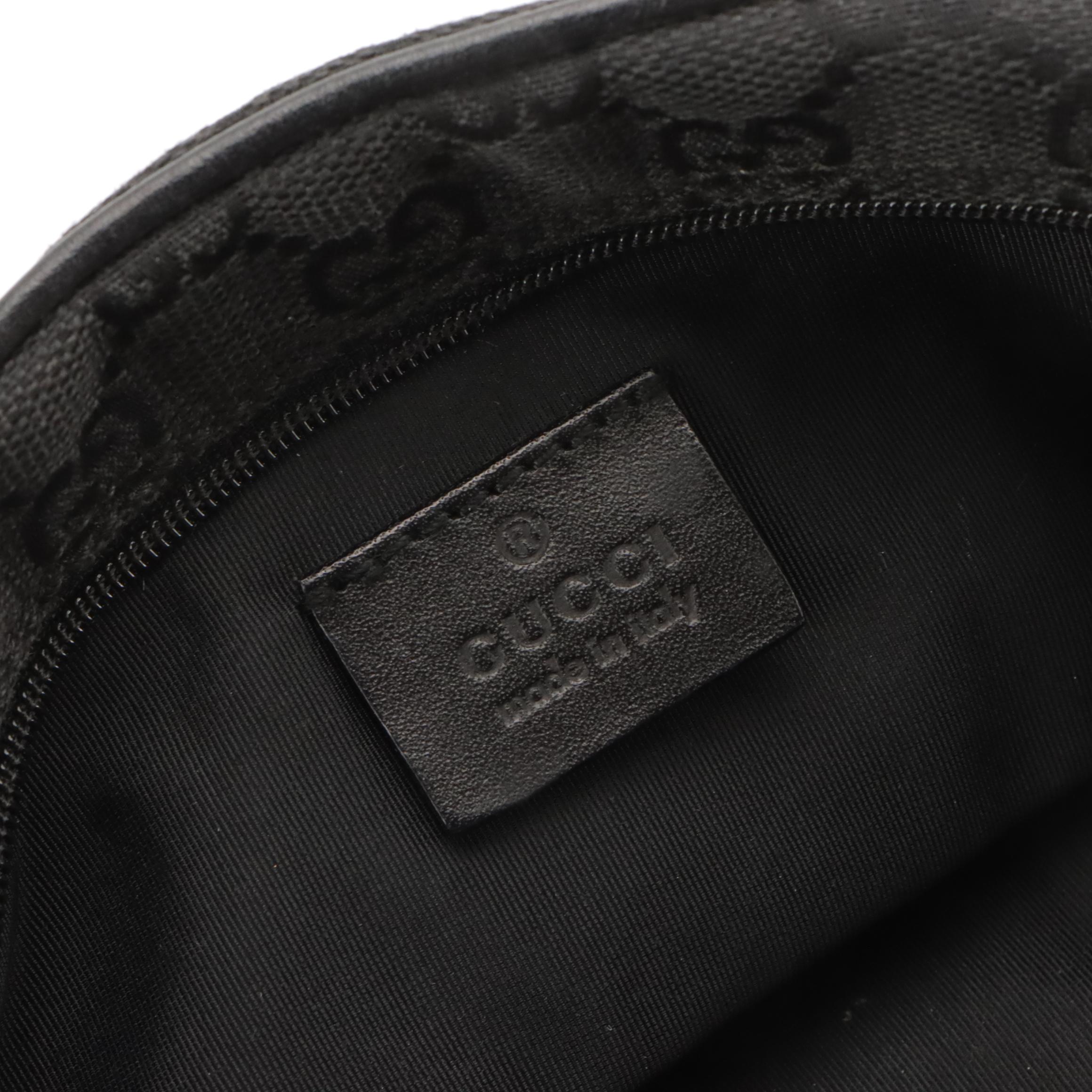 Gucci Mini Domed Half-Moon Shoulder Bag in Black GG Canvas