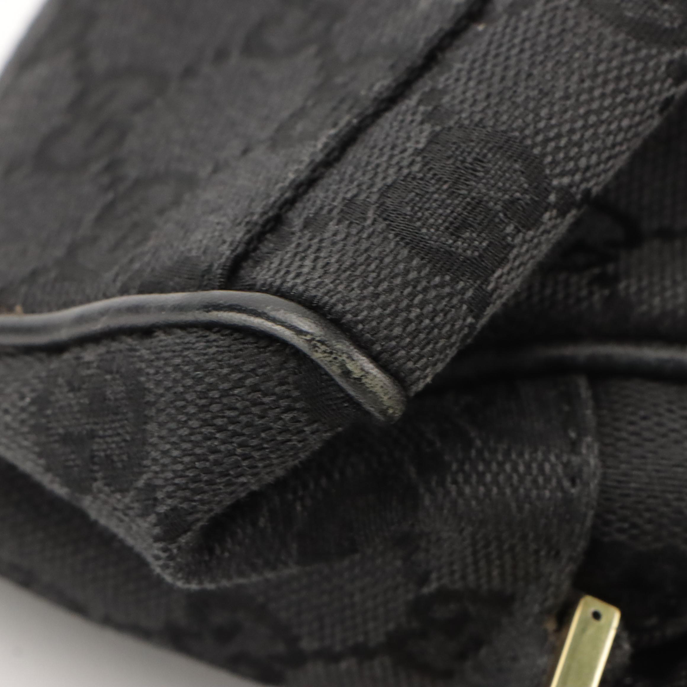 Gucci Mini Domed Half-Moon Shoulder Bag in Black GG Canvas