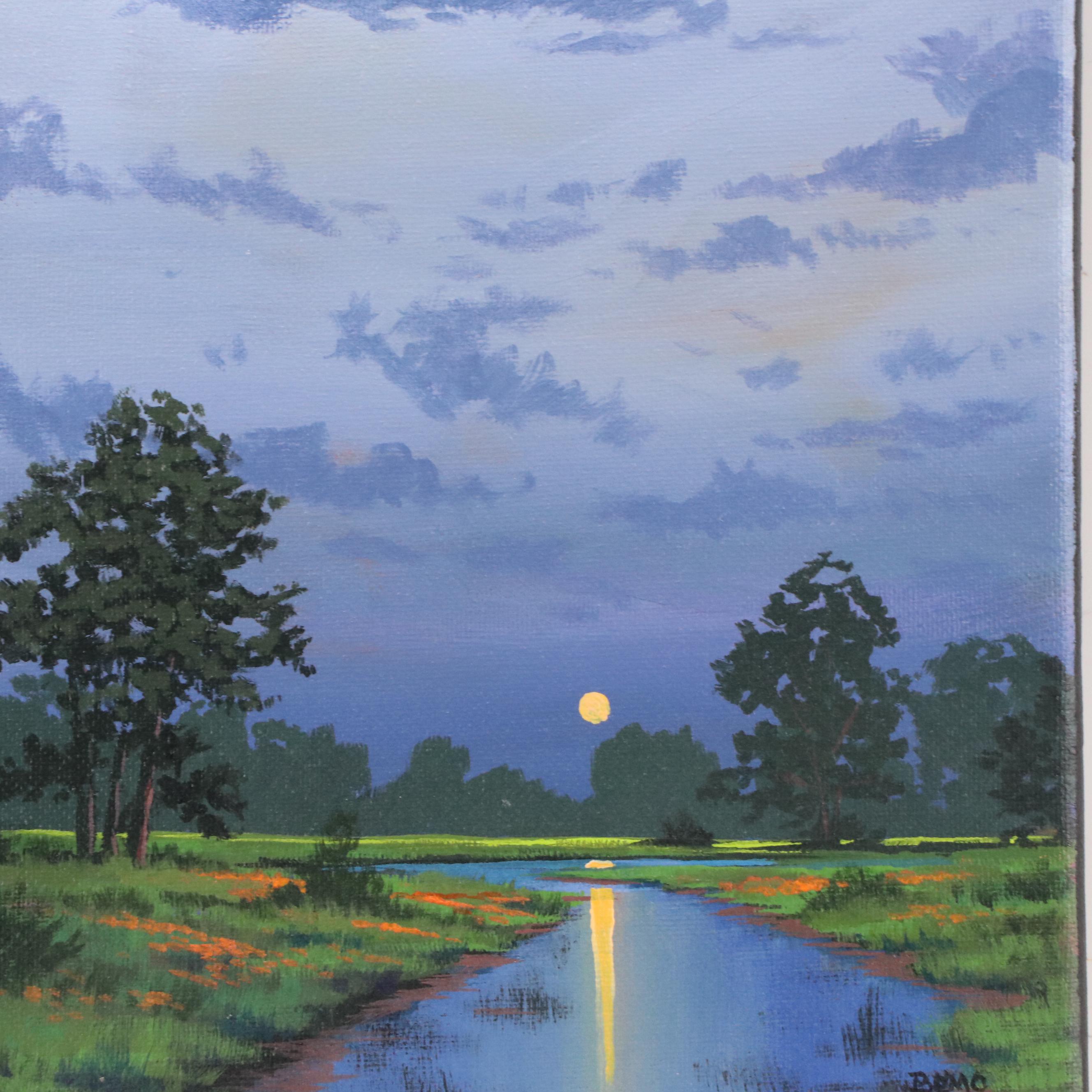 Douglas “Bumo” Johnpeer Nocturne Landscape Oil Painting, 2025