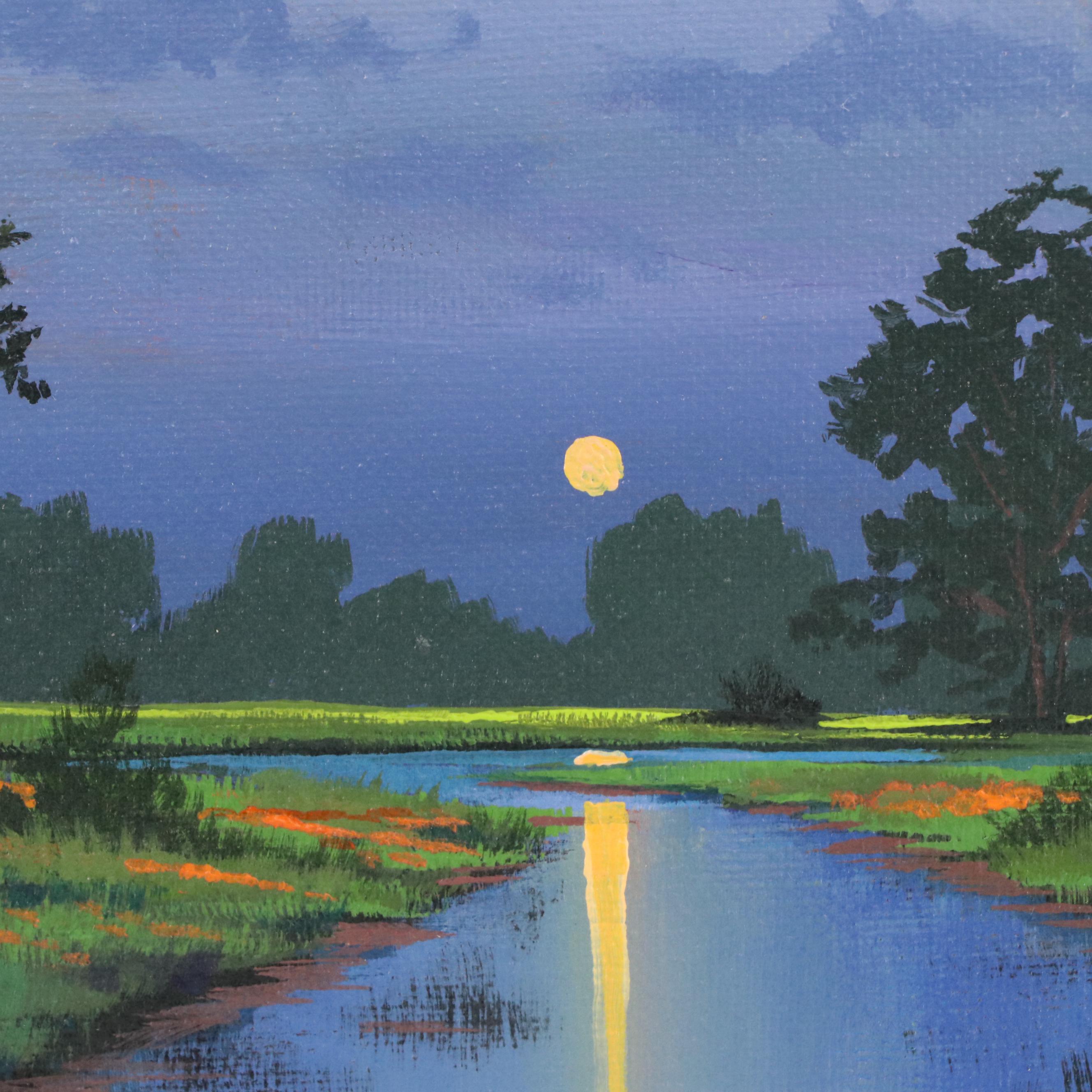 Douglas “Bumo” Johnpeer Nocturne Landscape Oil Painting, 2025