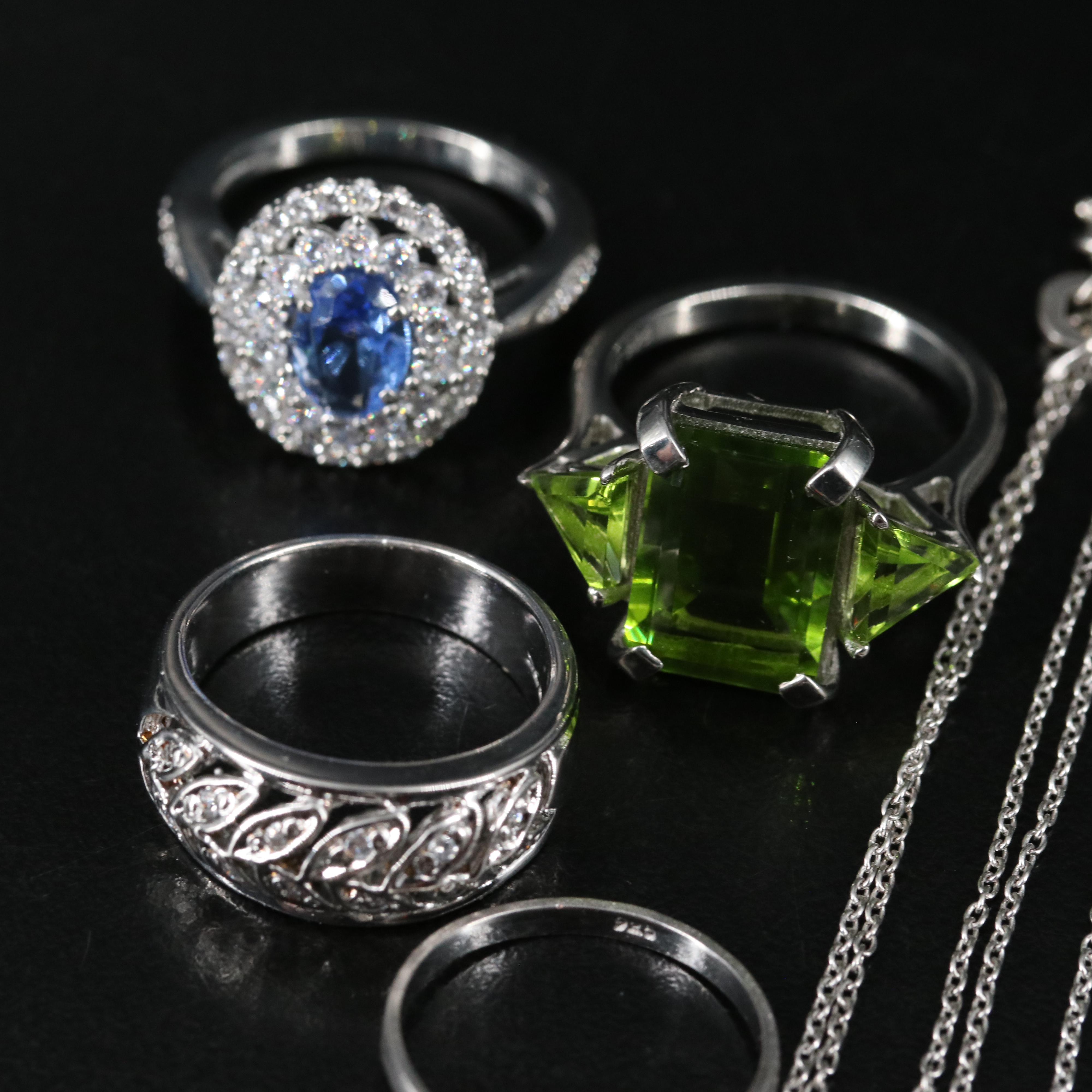 14 Assorted Sterling Silver Rings, Necklaces, Earrings, and Pendants