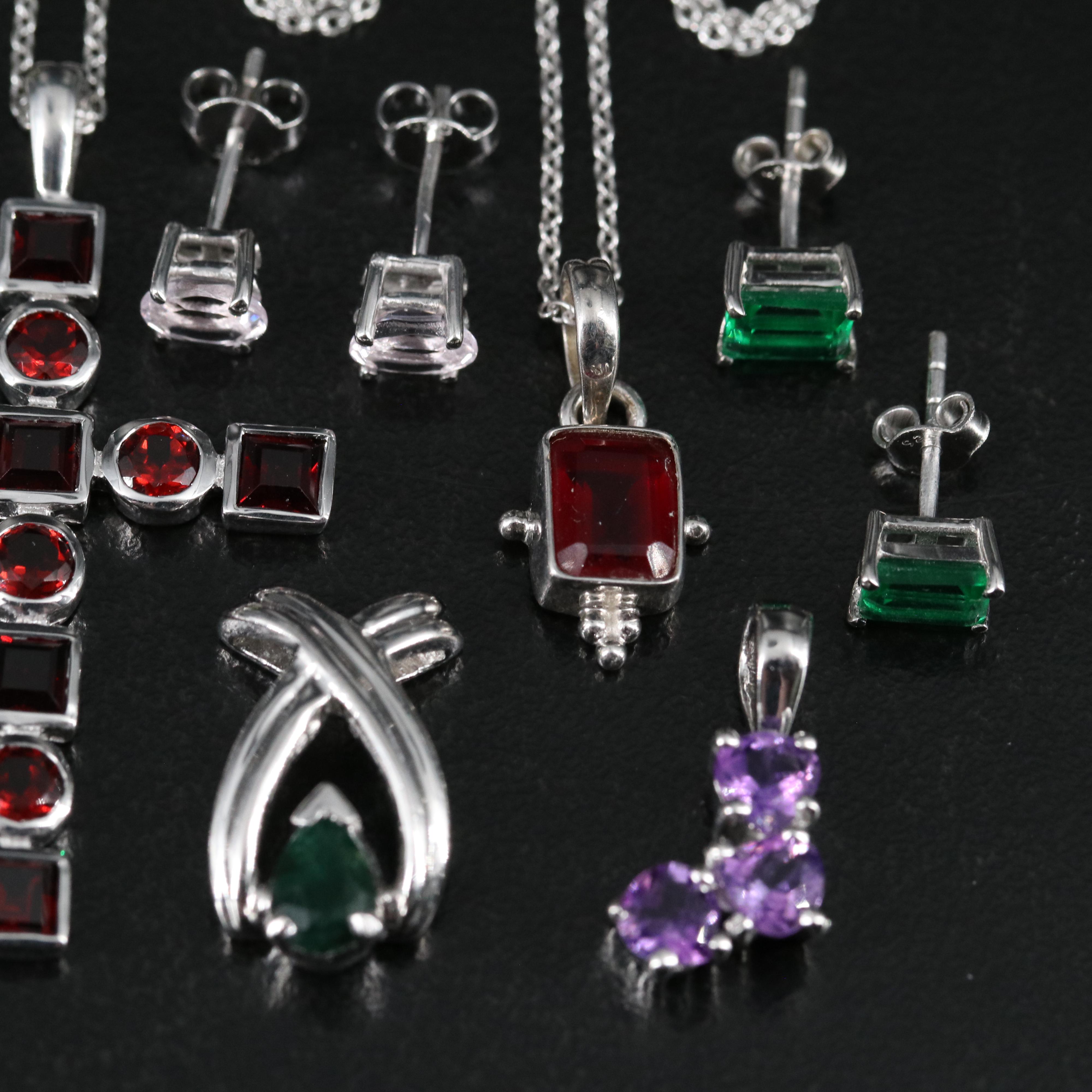 14 Assorted Sterling Silver Rings, Necklaces, Earrings, and Pendants