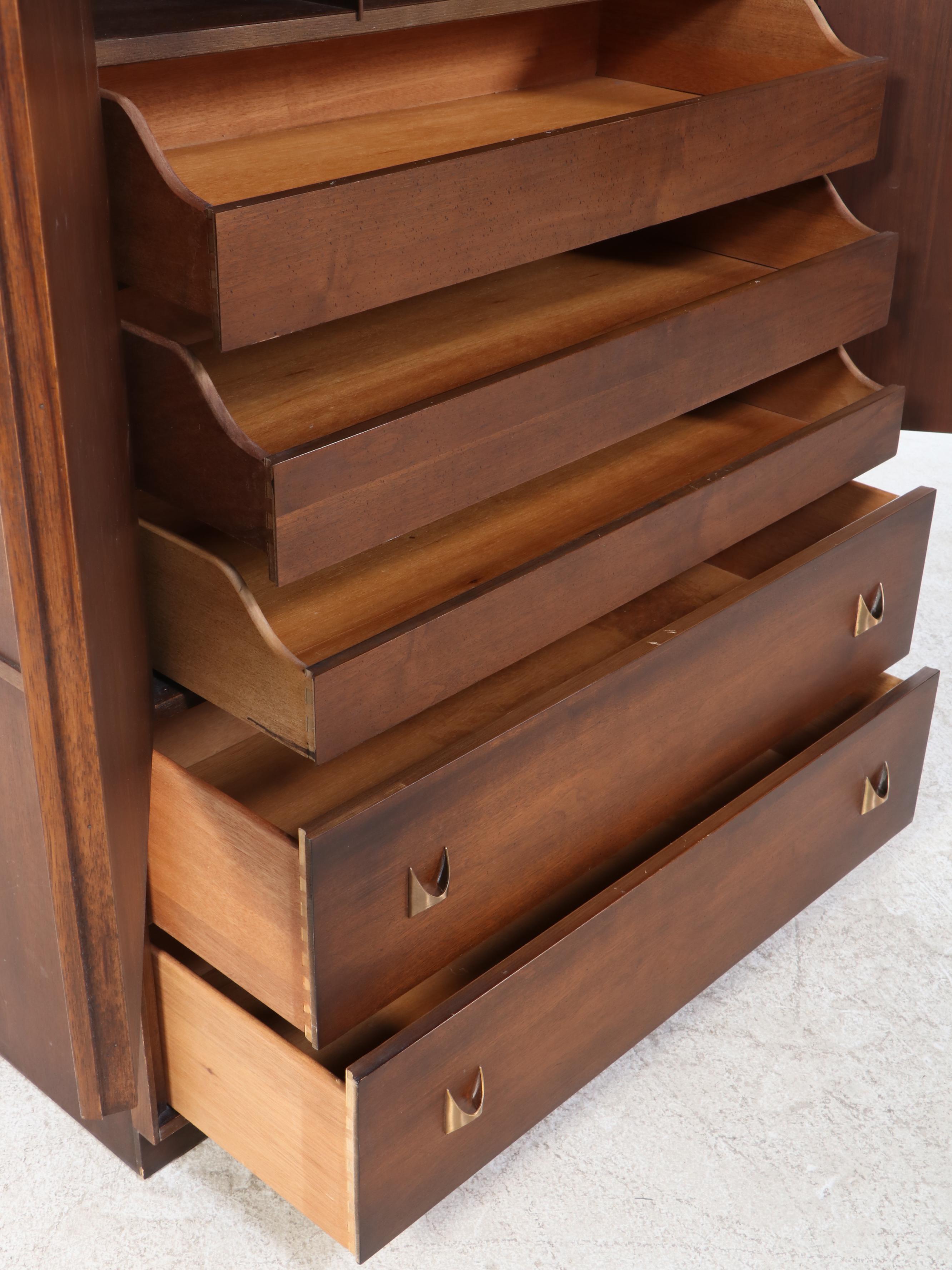 Broyhill Premiere Mid Century Modern Style "Brasilia" Walnut Wardrobe