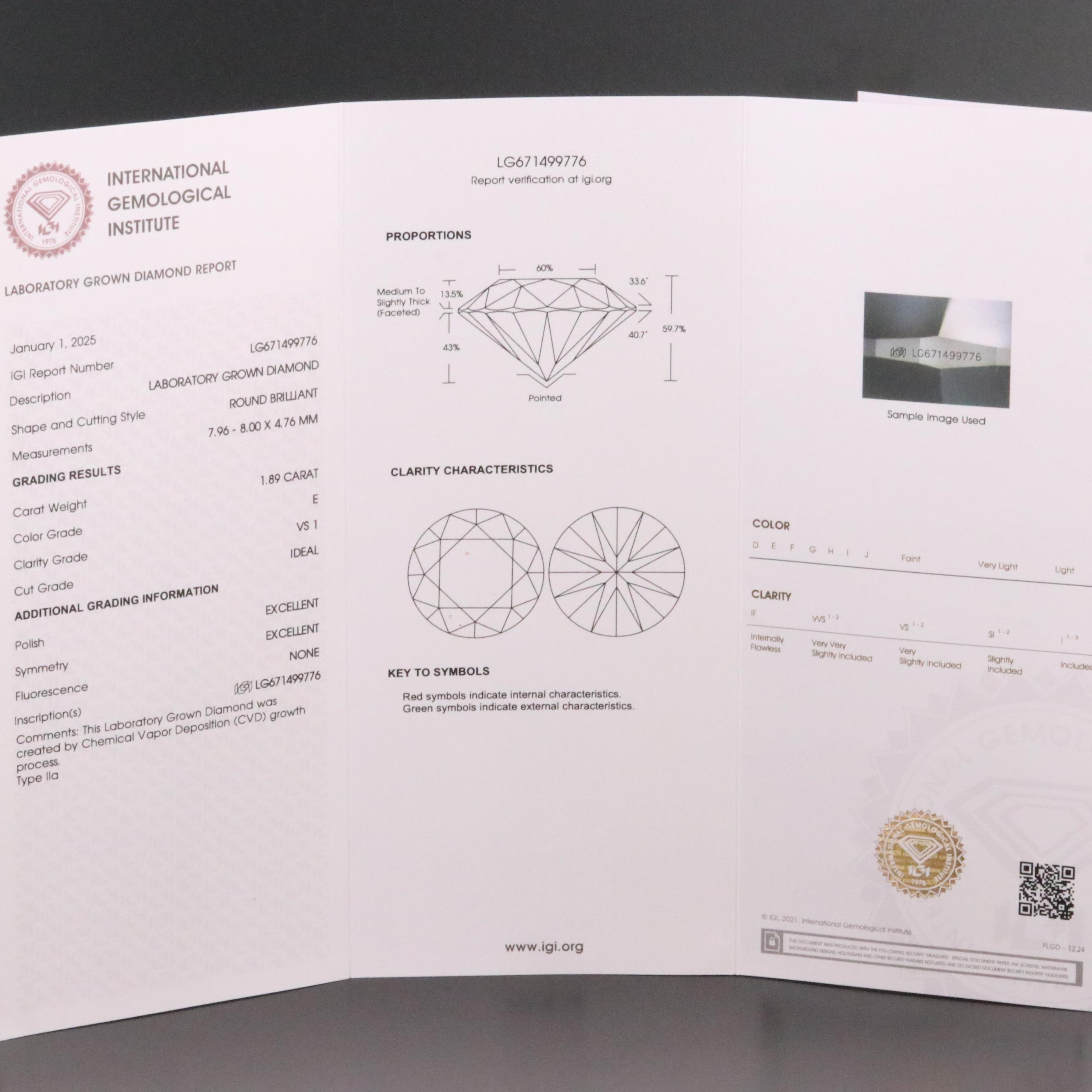 18K 3.78 CTW Lab Grown Diamond Stud Earrings with IGI Reports