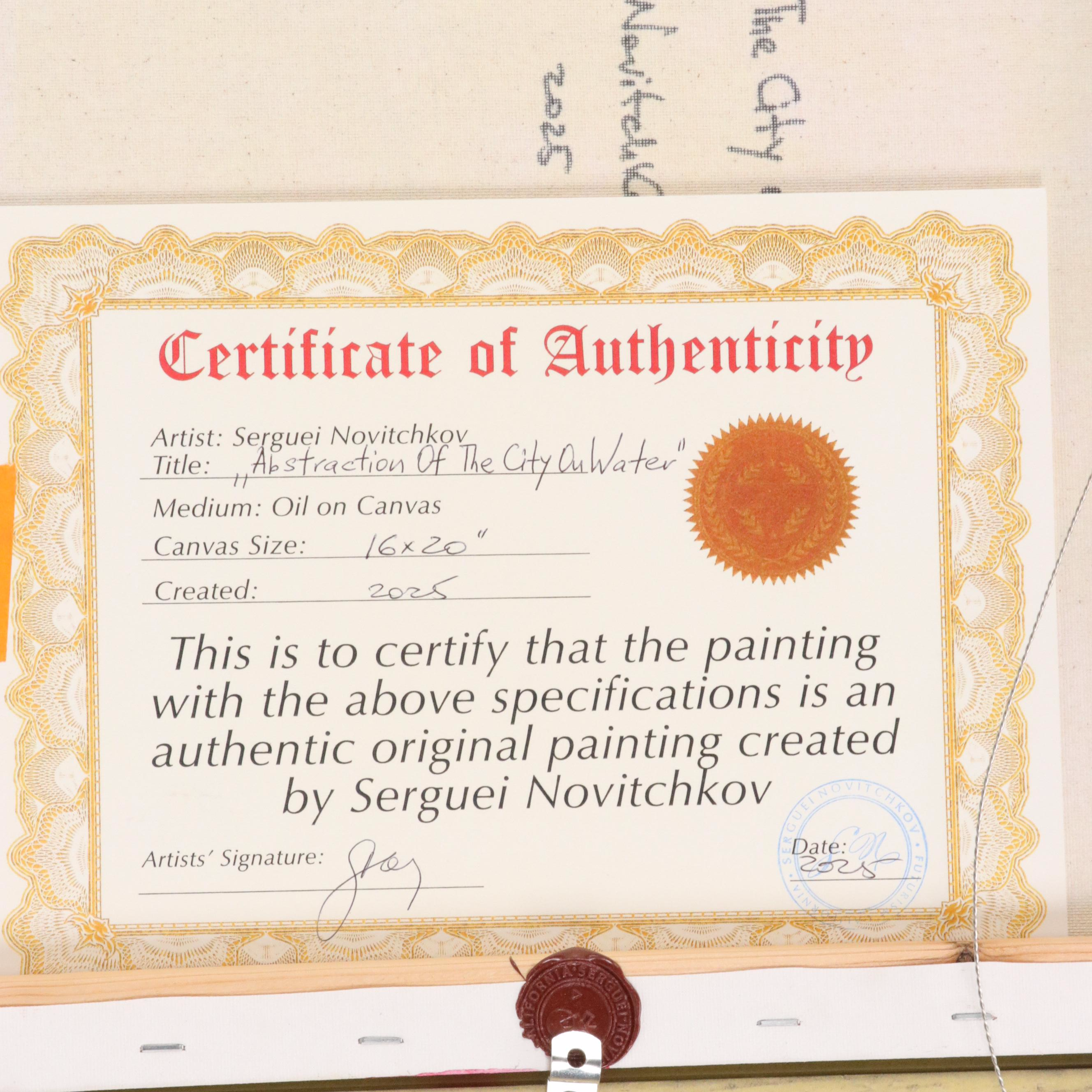 Serguei Novitchkov Stylized Oil Painting "Abstraction of the City on Water"