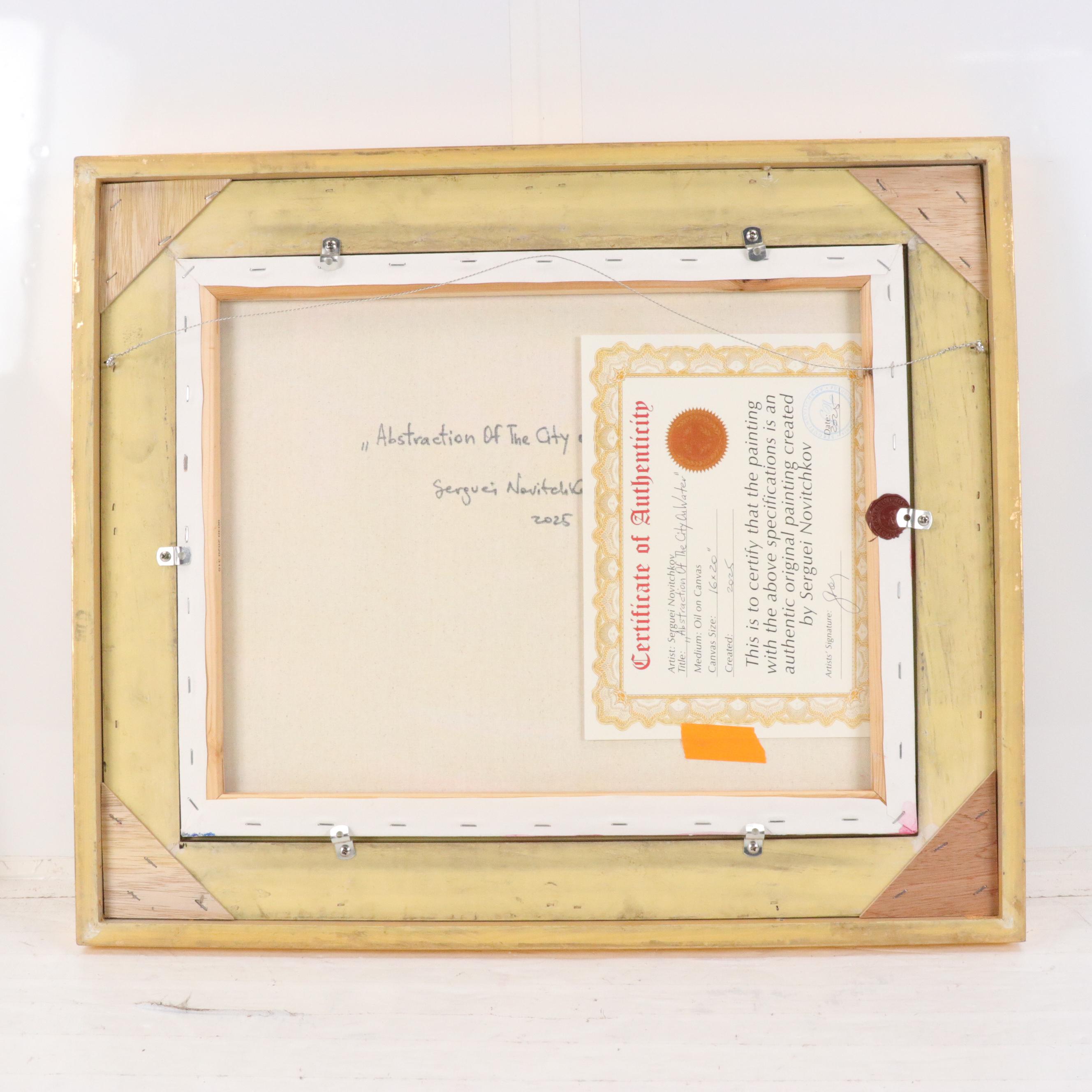 Serguei Novitchkov Stylized Oil Painting "Abstraction of the City on Water"