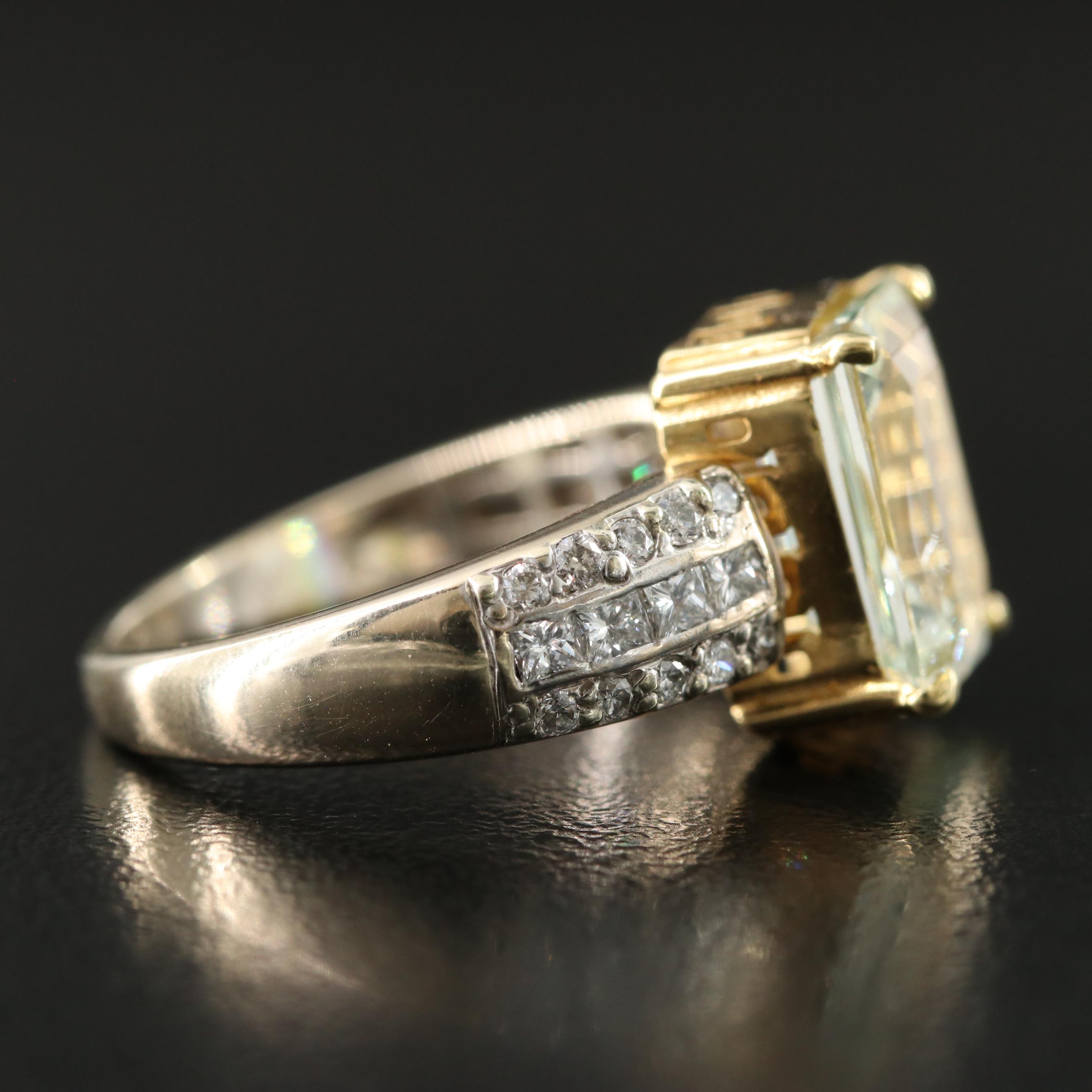 18K Green Beryl and Diamond Ring